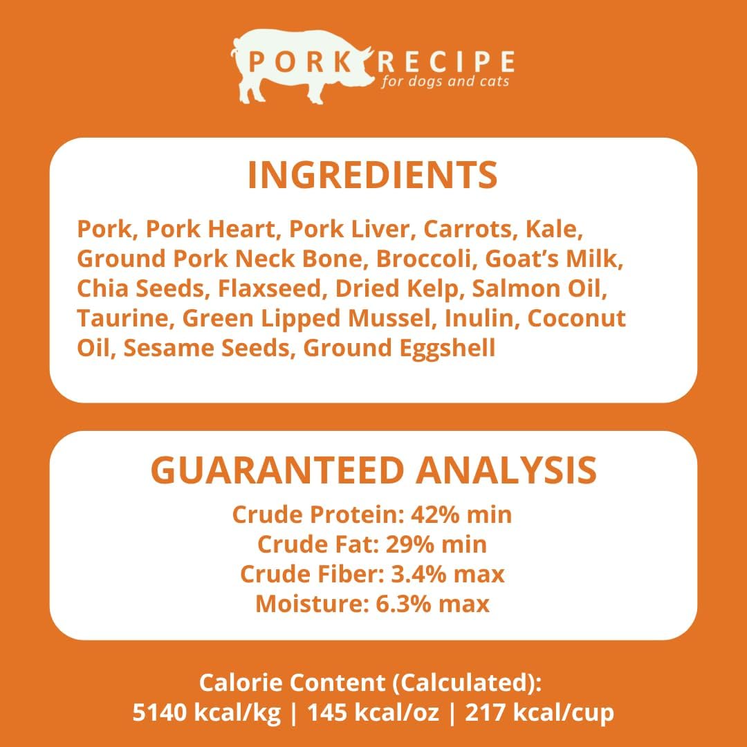 Steve's Real Food Freeze-Dried Raw Nuggets - Pork Recipe - Raw Pet Food for Dogs and Cats - 20 oz