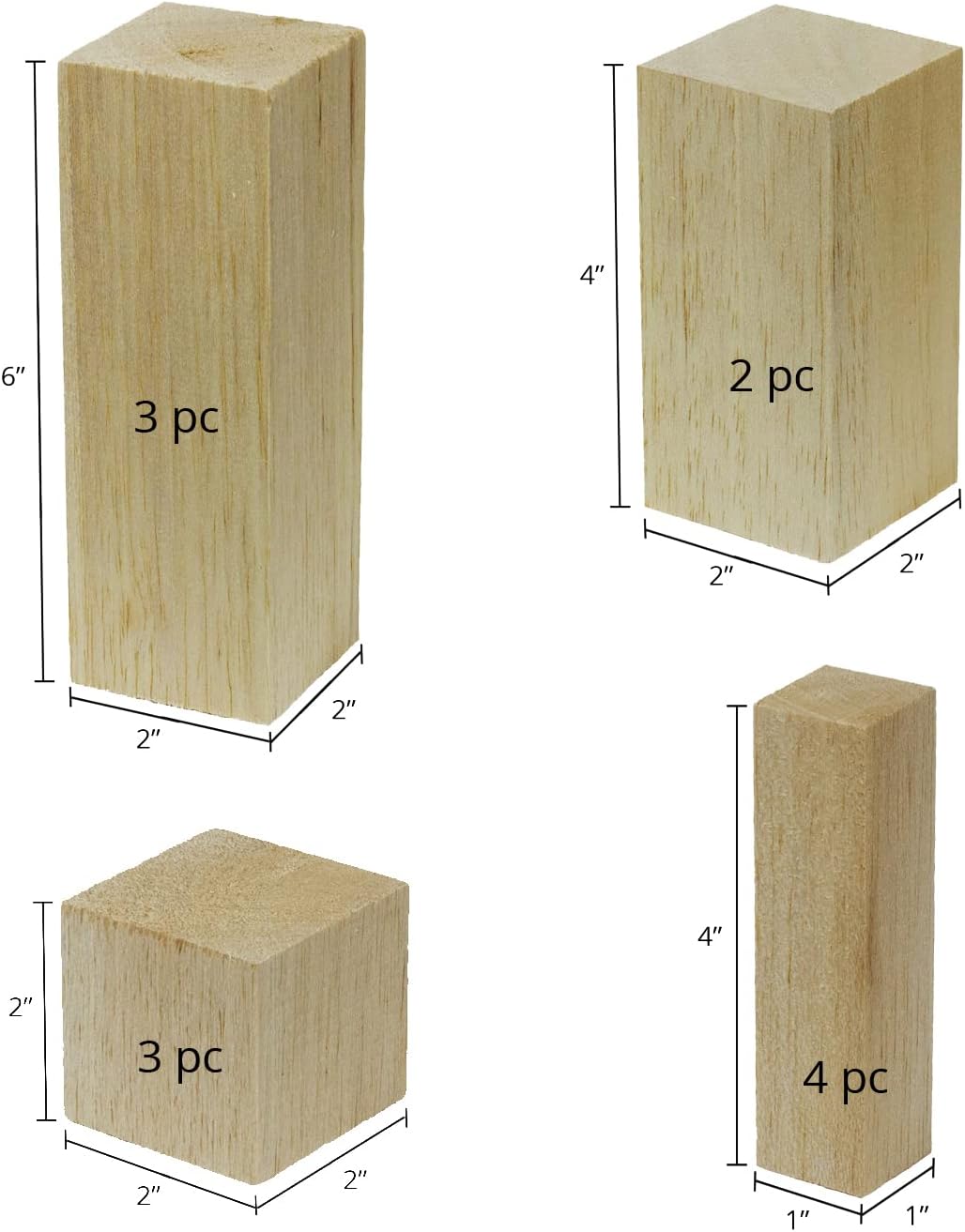 Super Bird Creations SB50020 Balsa Multi-Size Wood Blocks - Bird Toys For Parrots - Unfinished Bird Chew Blocks Wooden Balsa Cubes Material for Crafting and Whitlling Carving - Small Bird Size, 12 Pcs