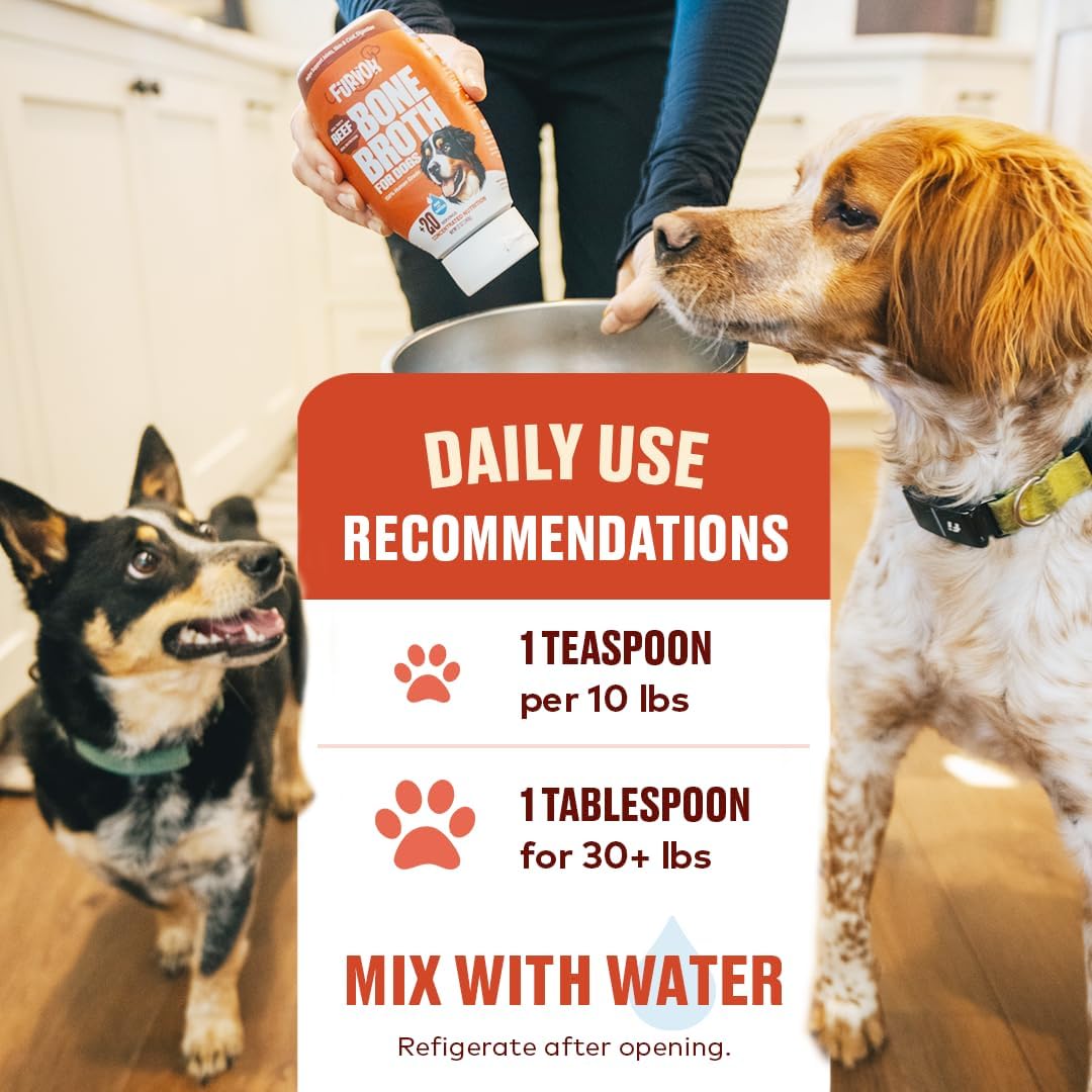 Beef & Chicken Bone Broth Concentrate for Dogs - Collagen Protein Supplement for Digestion, Mobility, Coat, Immune System, Joints - Healthy Dog Food Topper - Human Grade (2pk, 40 Servings)