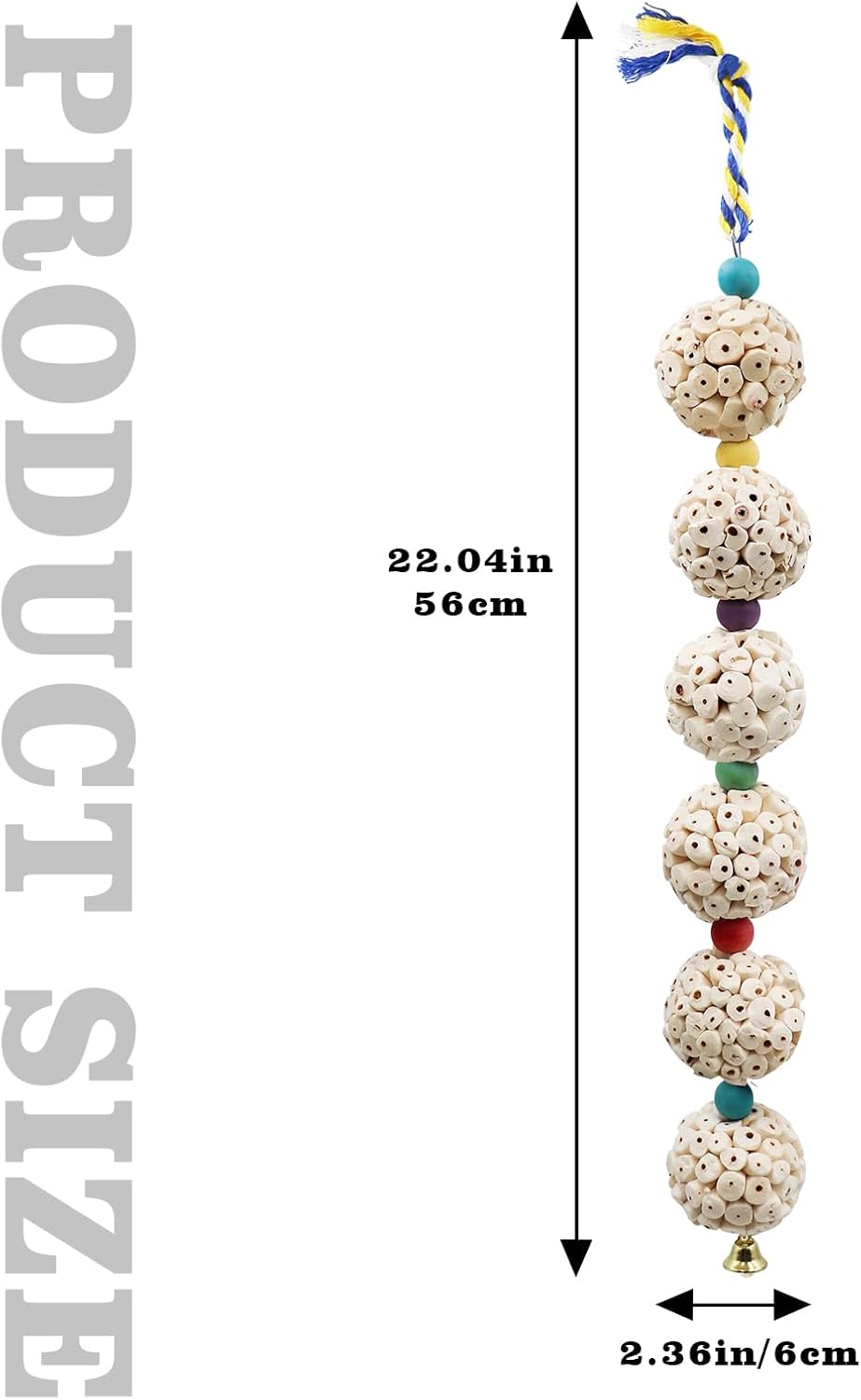 Bird Chewing Toy, Bird Sola Ball Toy with Bell, Bird Cage Accessories, Cage Toys for Cockatiel Parakeet Parrot Budgies Rat Hamster Chinchilla Rabbit Bunny African Grey