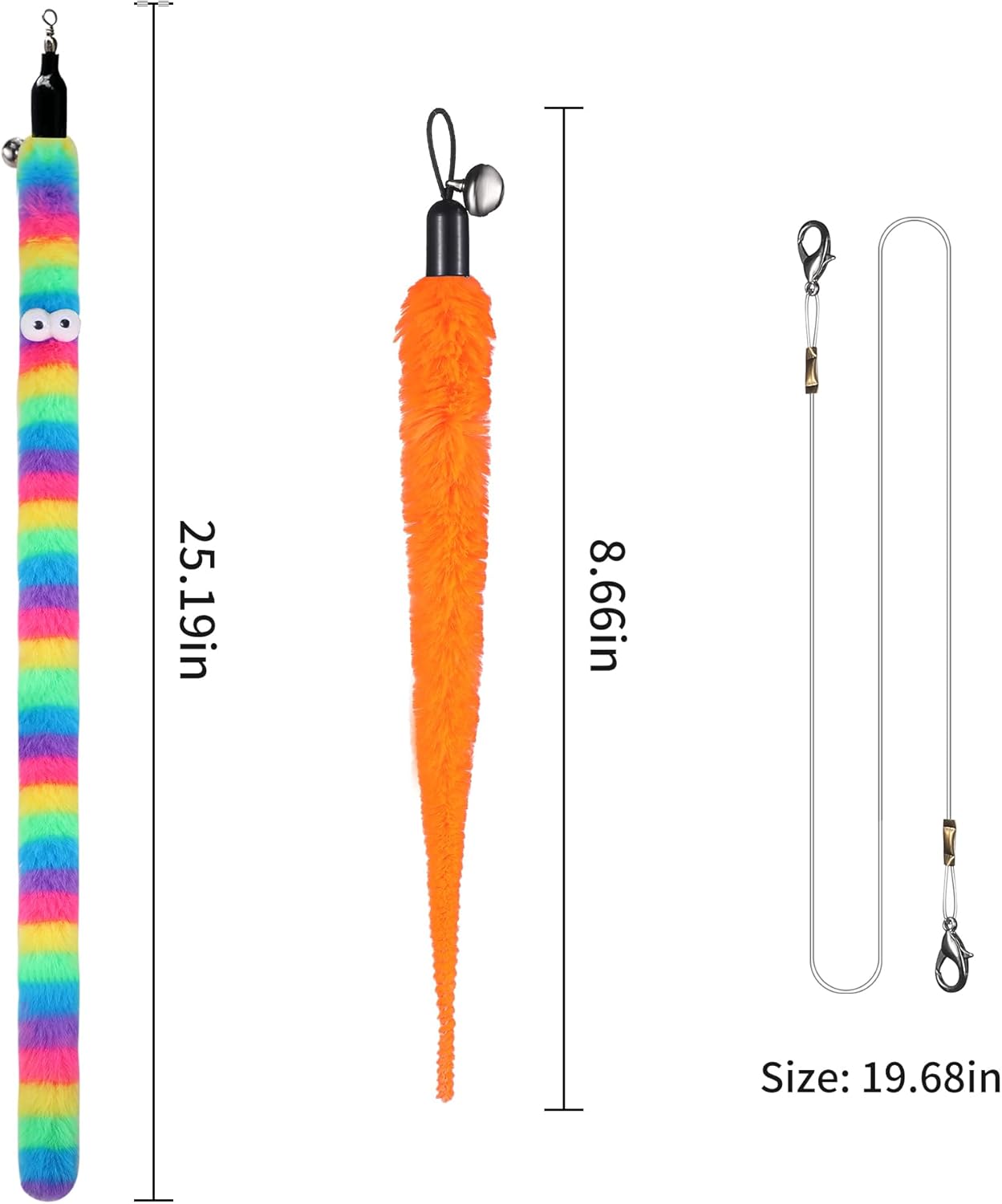 Cat Wand Toy Set, 11 Pcs Including Worm & Snake Refills, Wand Replacement Rope, for Bored Indoor Adult Cats & Kittens