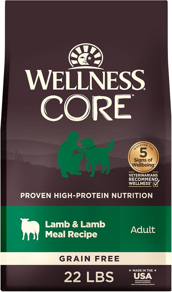 Wellness CORE Dry Dog Food, Grain Free, High Protein, Natural, Lamb Recipe, (22-Pound Bag)