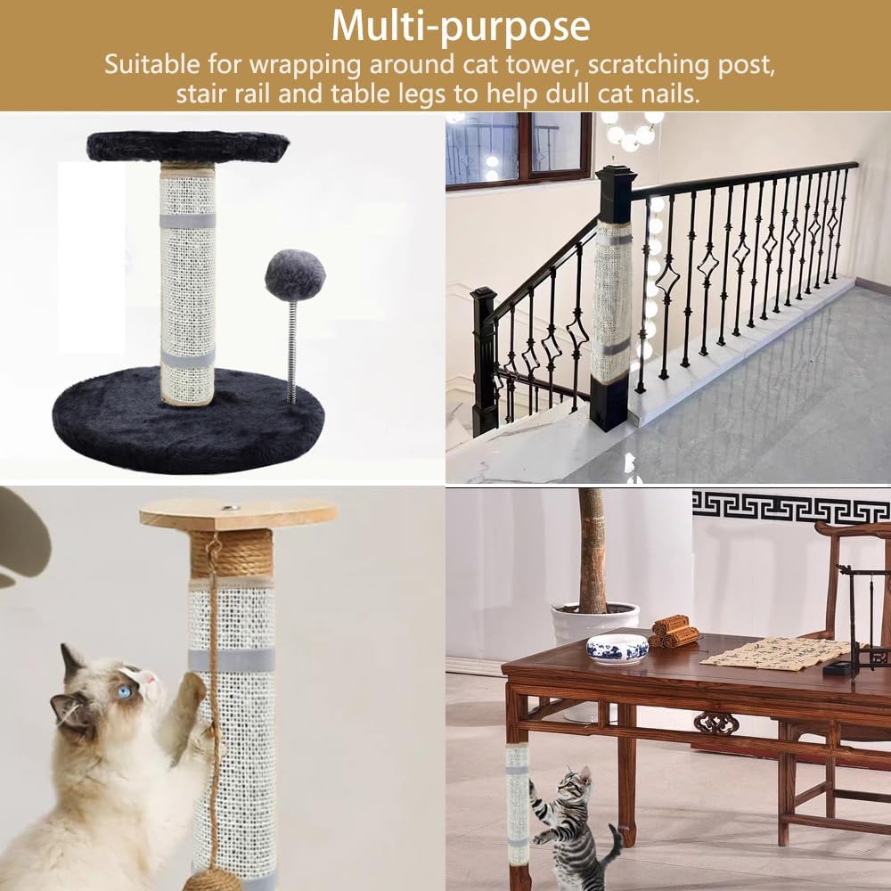 Cat Nail File Scratcher Wrapped Around a Cat Scratching Post, 16.73"×13.38" Sisal Cat Scratch Pad with 80 Aluminum Oxide Grit, Nail File for Cats Can Help to Trim Your Cat's Nails