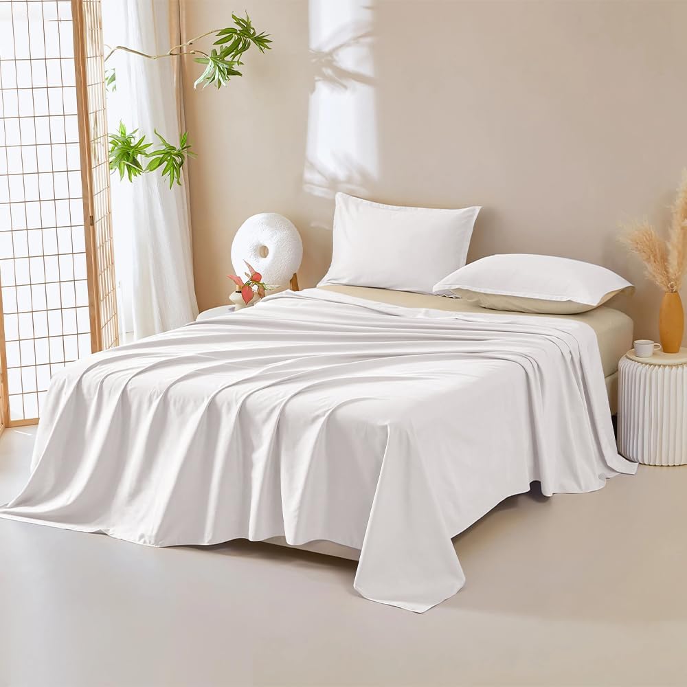 DUJUIKE Waterproof Bed Cover for Dog and Cats,Pet Hair Resistant Bed Sheet Cover, Protective Bed Liner Cover with 100% Waterproof Breathable Thin Fabric (Cal King/King 98 * 90 inch, White)