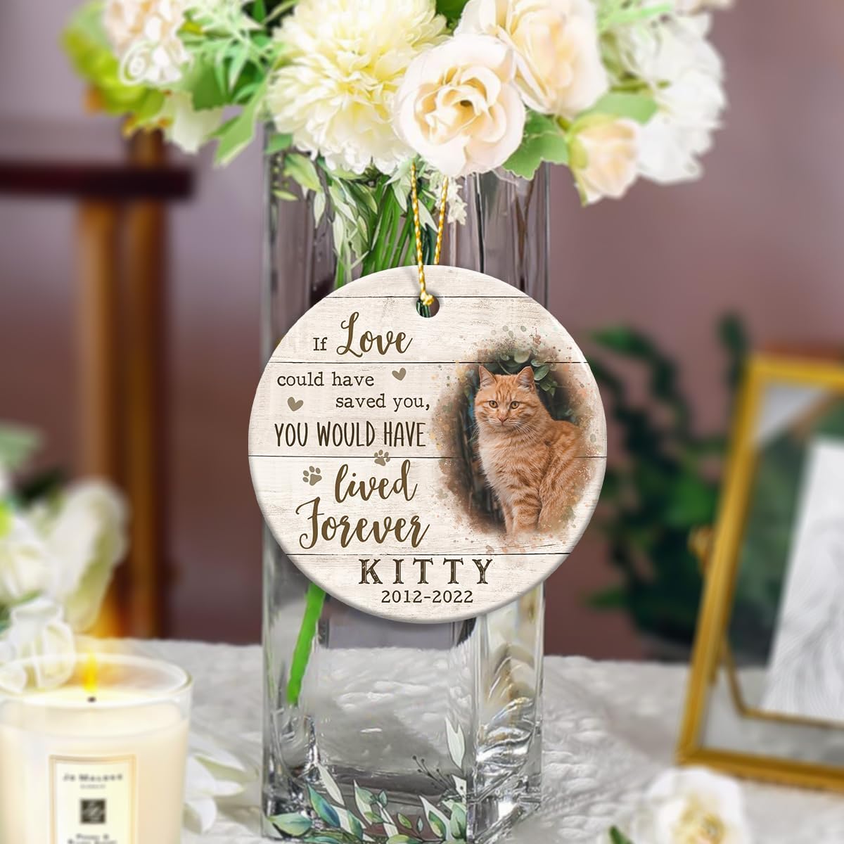 Memorial Ornaments, Memorial Gift for Loss of Cats, Pet Memorial Gifts, Sympathy Gift, Ceramic Keepsake in Loving Memory of Pet, Kitten