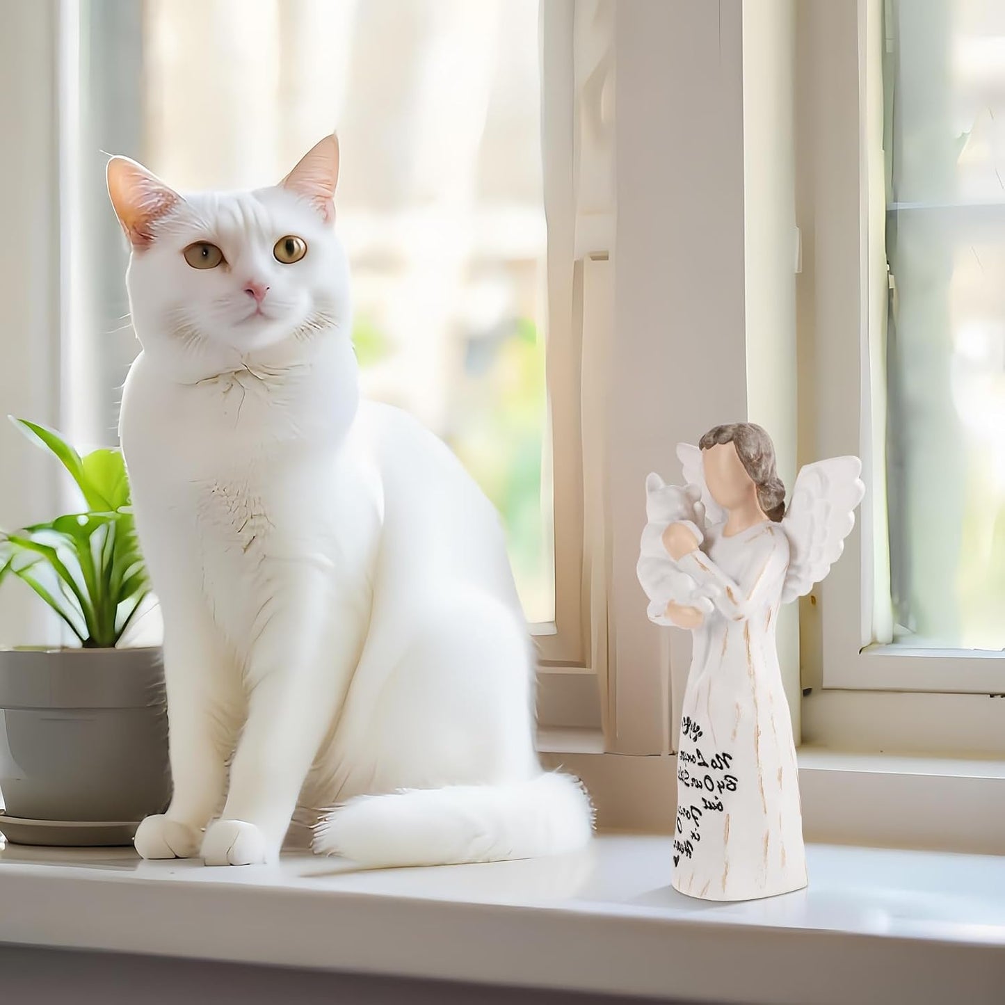 Cat Memorial Gifts, Cat Memorial Gifts for Loss of Cat, Pet Cat Remembrance Gifts, Hand-Painted Collectible Cat Angel Figurine Statue for Cat Lovers in Memory of Their Beloved Cat