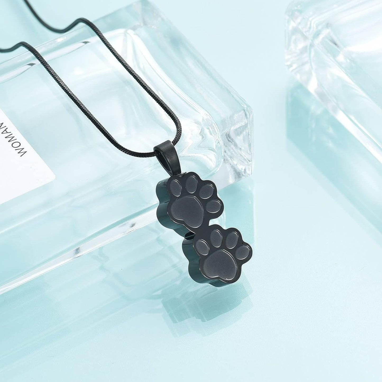 Pet Urns For Dogs/Cats - Pet Ashes Necklace - Paw Print Urn Necklace with Mini Keepsake Urn Memorial Ash Jewelry