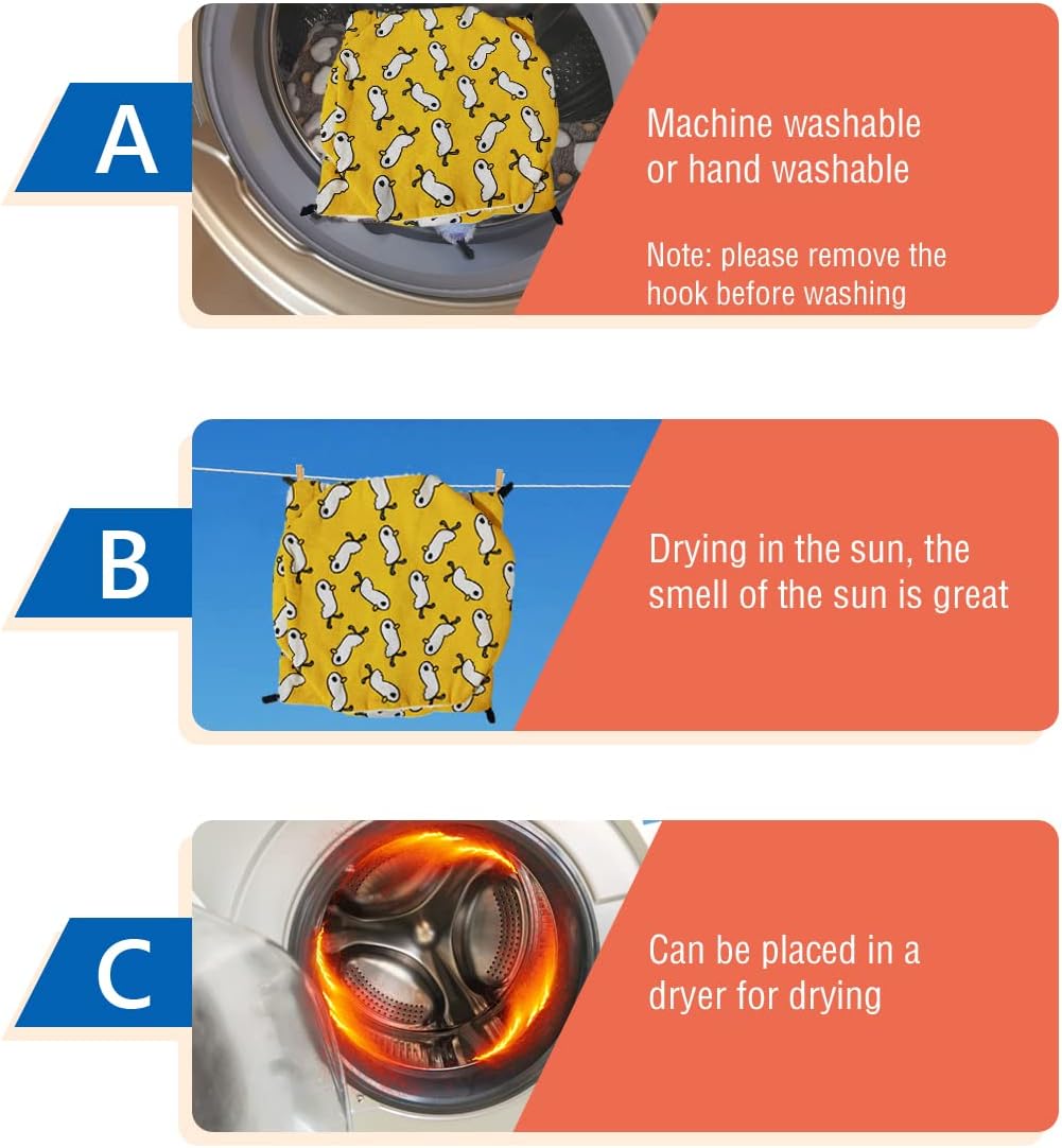 LEFTSTARER Triple-Layer Sugar Glider Hammock, Small Pet Cage Hammock, Sugar Glider Cage Accessories Hamster Bedding Small Animals Bed for Chinchilla Parrot Ferrets Rat Playing Sleeping (Yellow Duck)