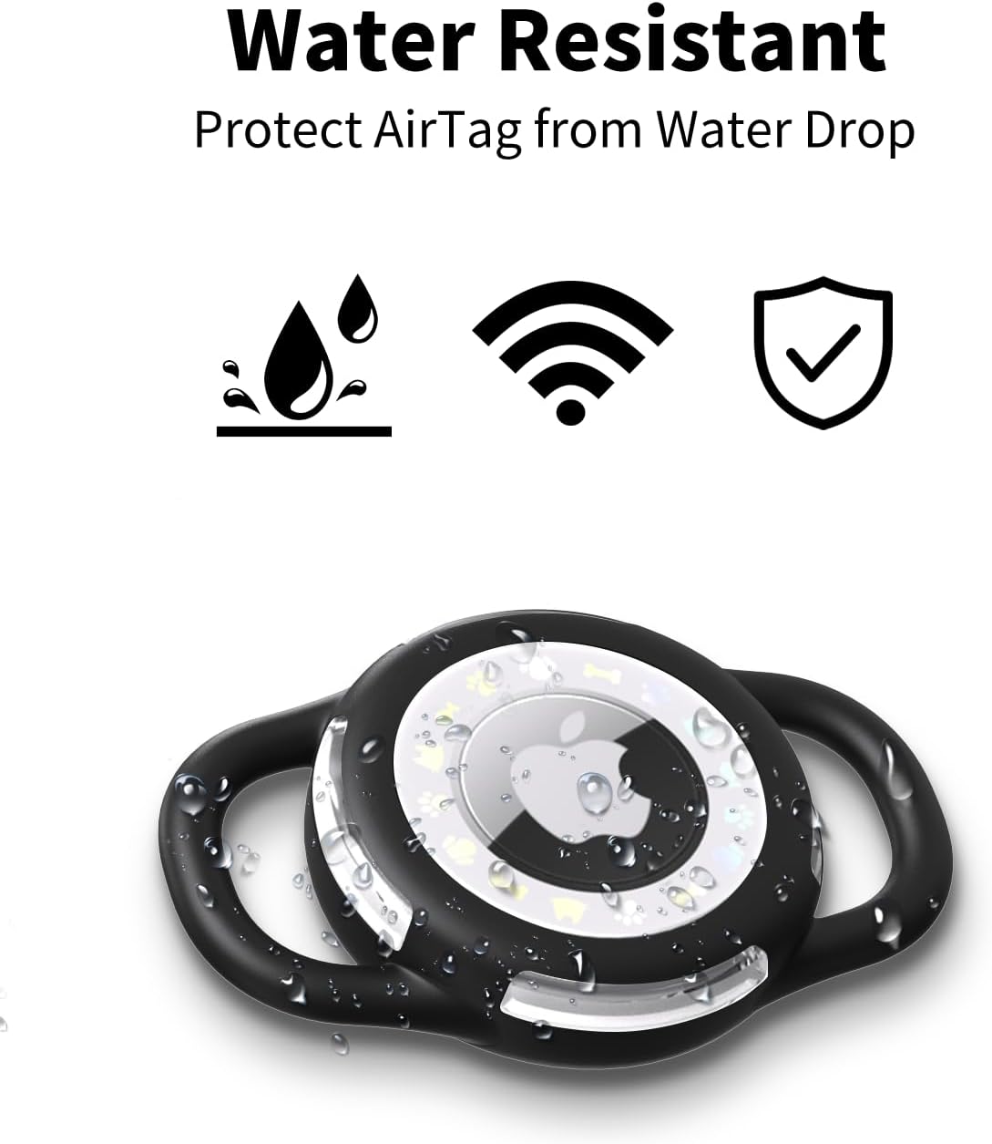 Airtag Dog Collar, Waterproof Airtag Holder for Dog Collar & Cat Collar Slicone Full Body Covered Pet Air Tag Holder (Black, Small)