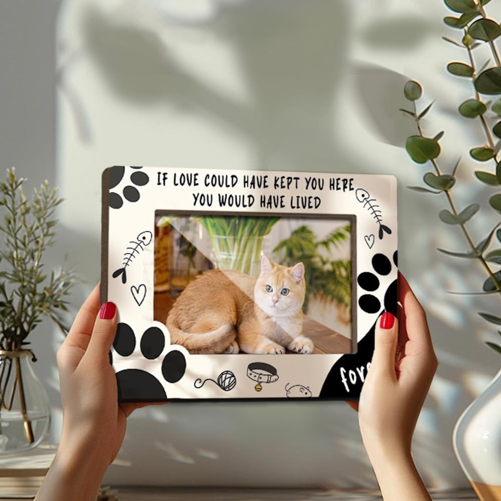 Cat Memorial Photo Frames Dog and Cat Loss Remembrance Gift Sympathy Keepsake for Pet Lovers Condolence Present for Pet Owner If love Could Have Kept You Here Picture Frames 4x6 Photo - YY012