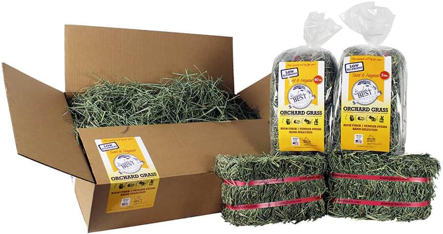 Grandpa's Best Premium Orchard Grass Hay for Rabbits, Guinea Pigs, Chinchillas, Hamsters & Gerbils, 20lb Loose Boxed, Brown