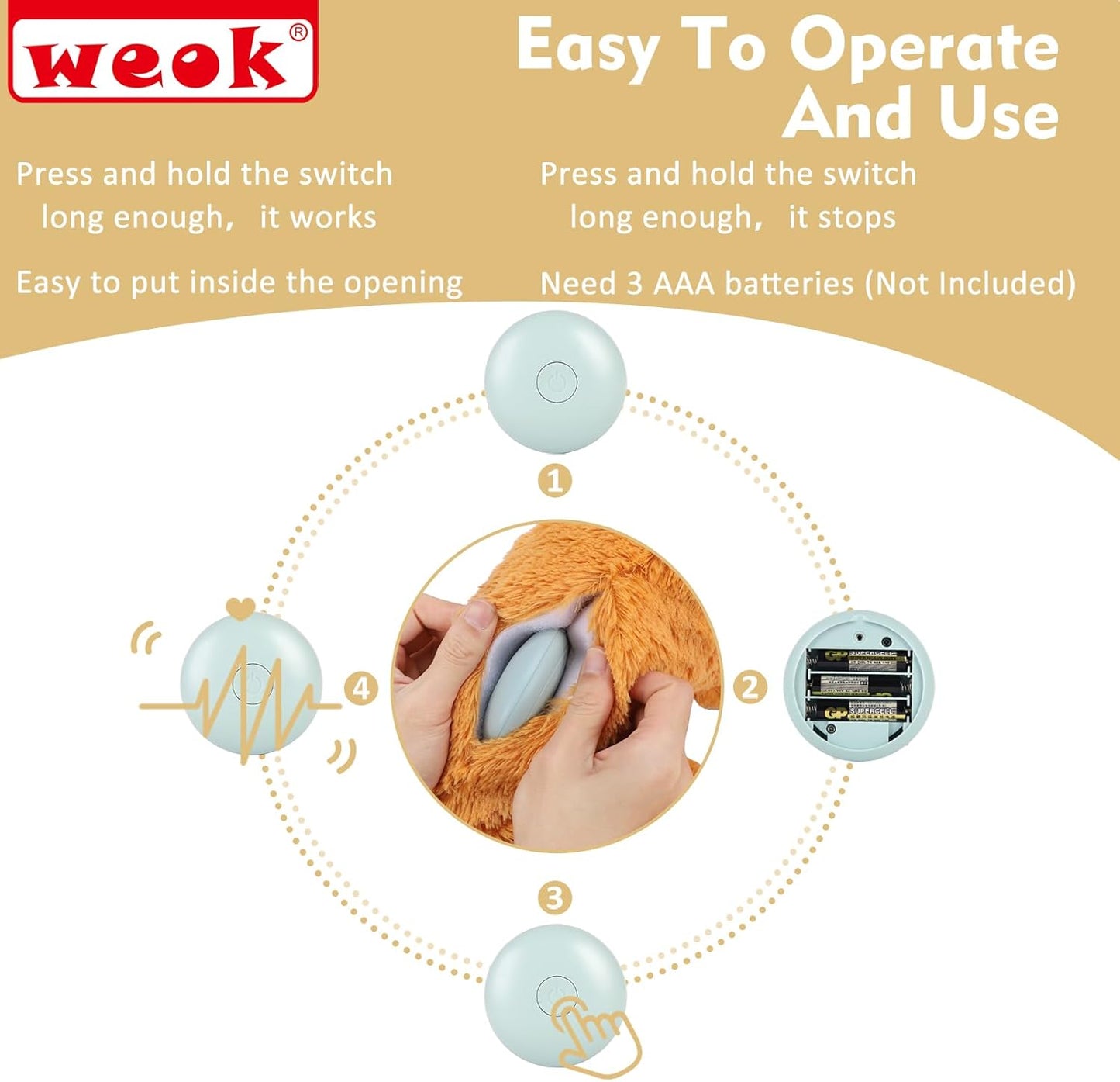 Heartbeat Puppy Toy, Comfort Cuddler Pillow, Dog Anxiety Relief Calming Aid,Heartbeat Stuffed Toy for Dogs,Puppy Heartbeat Toy Sleep Aid,Dog Heartbeat Toy for Pet