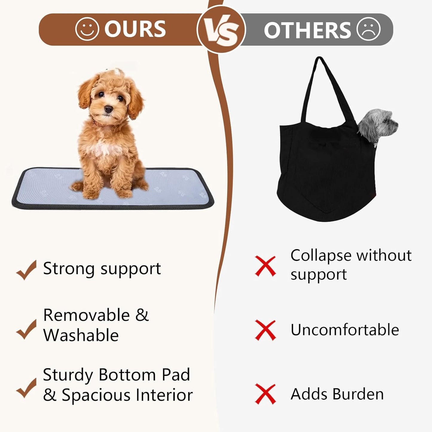 Dog Purse Carrier for Small Dogs, Cats, and Puppies – Soft-Sided Travel Pet Tote Bag with 4 Large Pockets, Foldable, Lightweight, Fits Pets up to 15 lbs, for Travel, Outings (Beige)