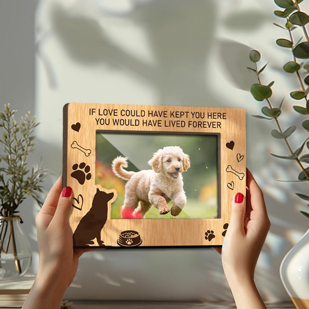 Dog Memorial Photo Frames Dog and Cat Loss Remembrance Gift Sympathy Keepsake for Pet Lovers Condolence Present for Pet Owner If love Could Have Kept You Here Picture Frames 4x6 Photo - YY014