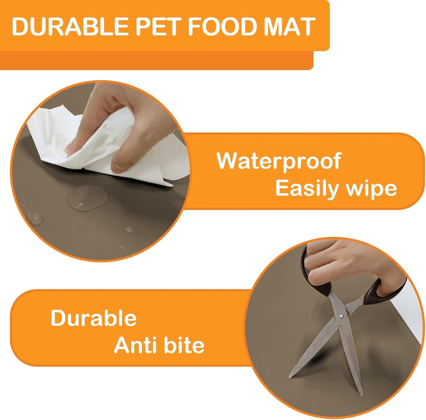 Dog Water Mat 39.4×29.5in - Silicone Dog Mats for Food and Water Extra Large - Pet Food Mat for Floors Waterproof - Pet Feeding Mats Prevent Water Food Spills - Taupe