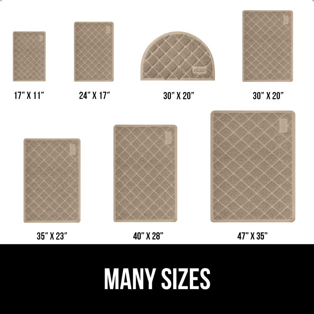 GORILLA GRIP Cat Litter Box Mat, 32x32, Water Resistant, US Designed Kitty Litter Trapping Mats, Easy to Clean, Scatter Control, Less Mess and Clean Floors, Kitten Supplies for Indoor Cats, Beige