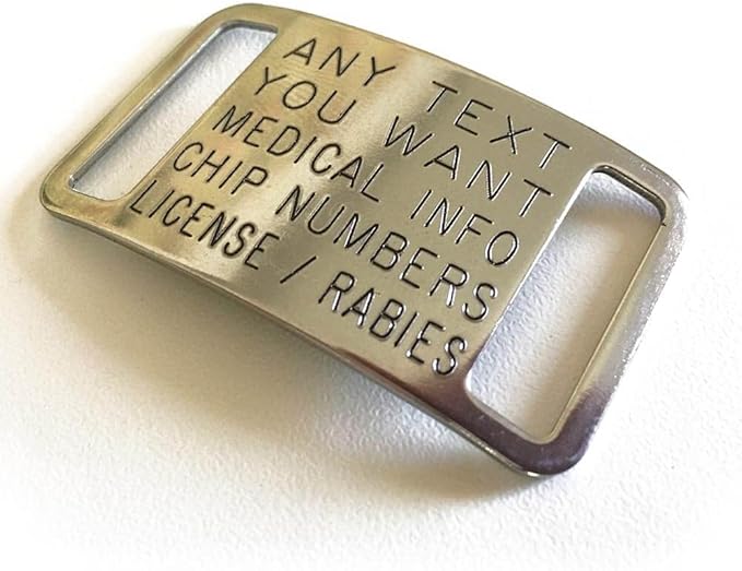 Dog Tags Personalized for Pets - Boomerang Tags, Engraved Quiet Custom ID, Slide-on Curved Stainless Steel Dog Name Tag (Closed End Medium for 3/4 Inch Wide Nylon Collars with Belt Buckle)