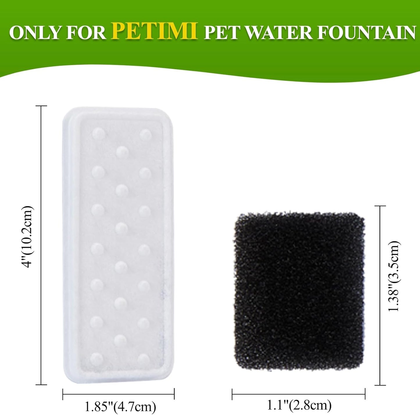 Accessories Set (Replacement Filter & Water Pump Sponge) for Dog Water Fountain- 6 pcs Packed Filters & 6 pcs Packed Sponges, Only Suitable for PETIMI Pet Water Fountain (Model PF-SS-01/02/03)