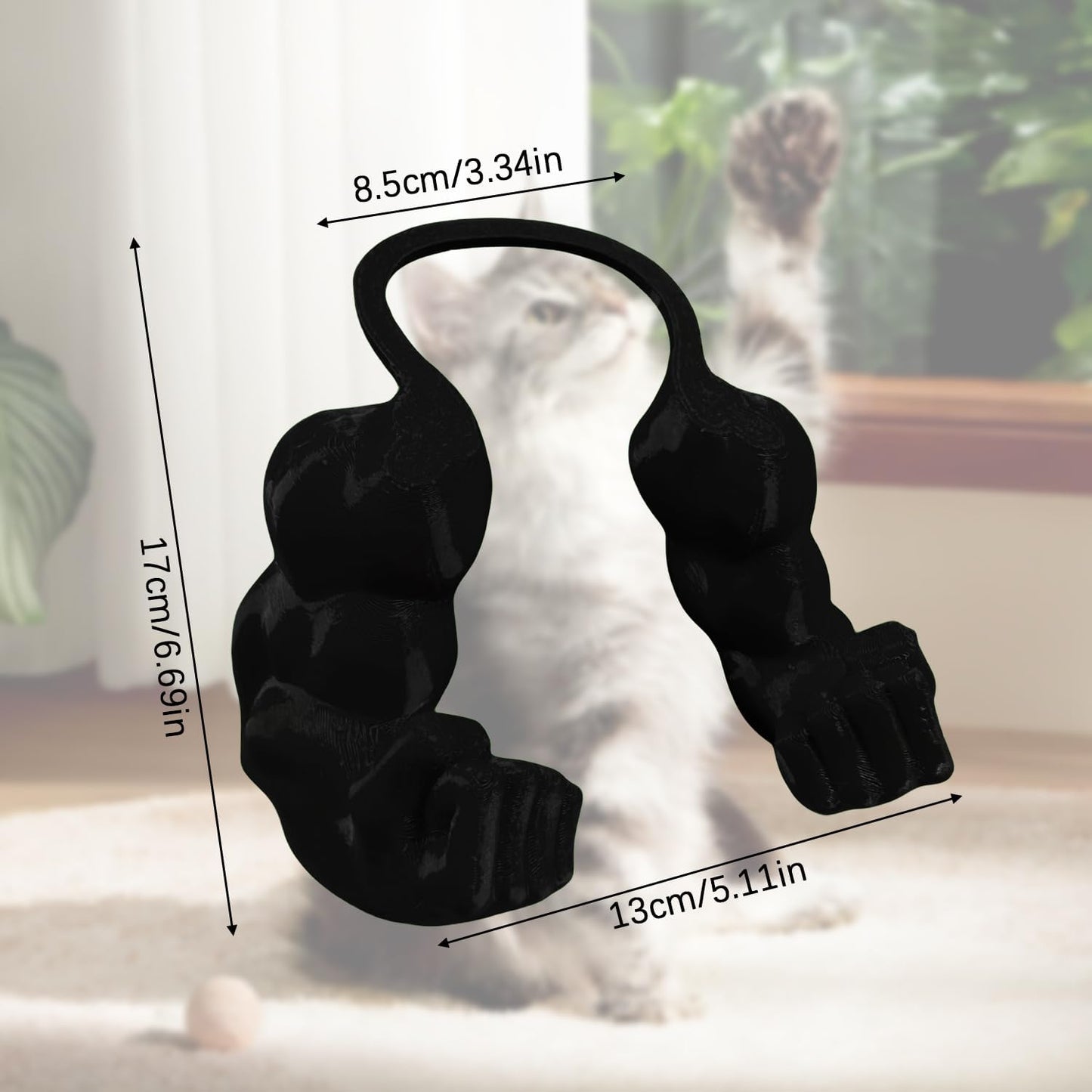 Creative Cat Muscle Arms,3D Printed Cat's Neck Arm with Muscle,Funny Pet Props Hanging Arm for Kitten Birthday Party Supplies,Funny Halloween Costume Prop Adjustable Lightweight Design (Black)