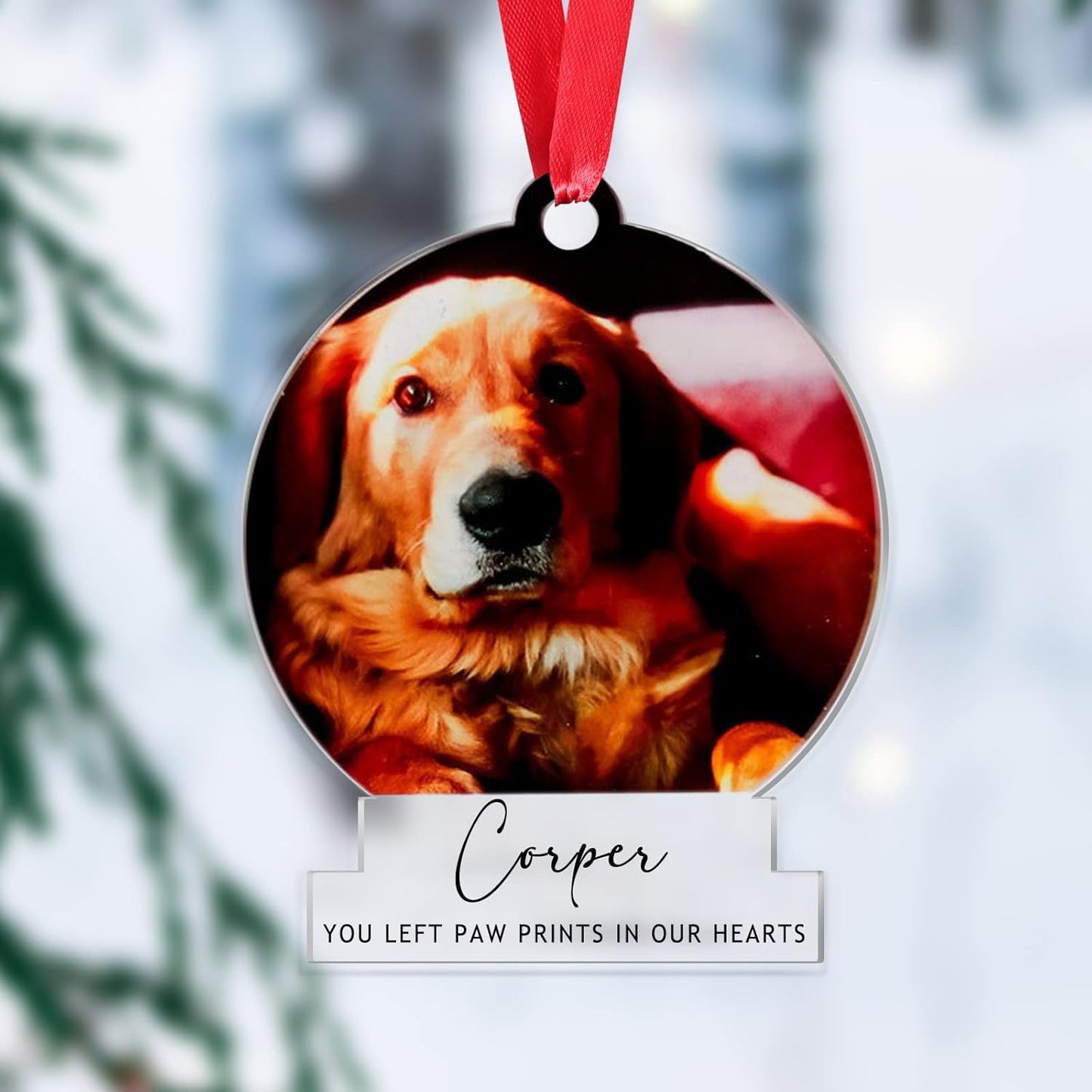 Personalised Christmas Dog Memorial Ornament Gift, Photo Ornaments, Dog Lovers Memorial Gift, Custom Pet Memorial Ornament, Tree Decorations