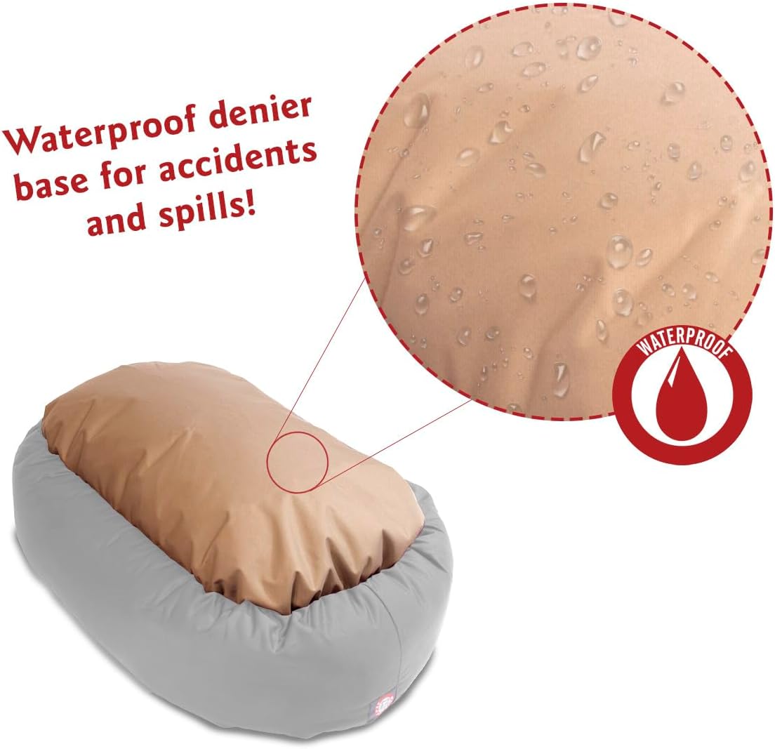 Majestic Pet 24 Inch Micro Velvet Calming Dog Bed Washable 24x19x7 (Inch) – Cozy Soft Round Donut Dog Bed with Spine for Head Support - Pet Bed Small - Pearl