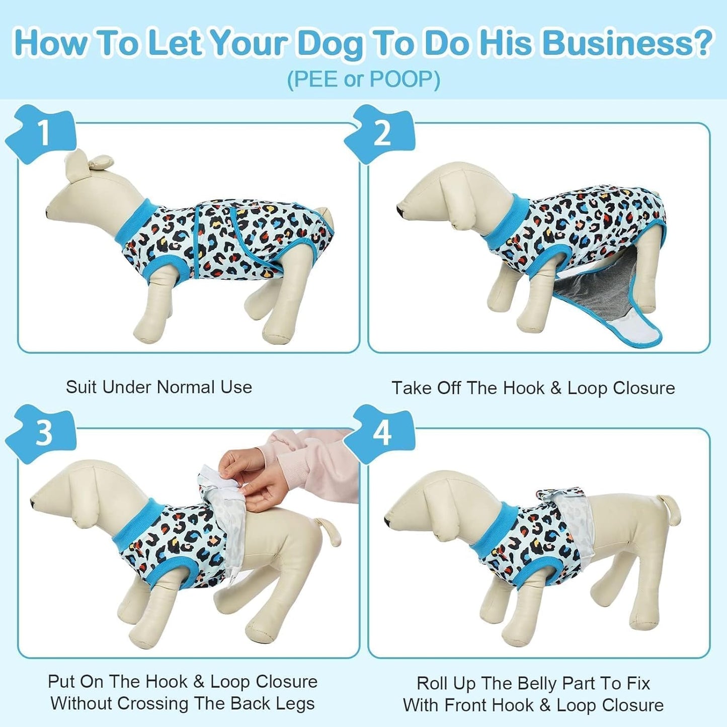 Kuoser Dog Recovery Suit for Dogs After Surgery,Professional Surgical Onesie for Female Male Dogs Spay Neuter,Soft Dog Surgery Suit Bodysuit for Abdominal Wounds Skin Disease,Blue Leopard XS