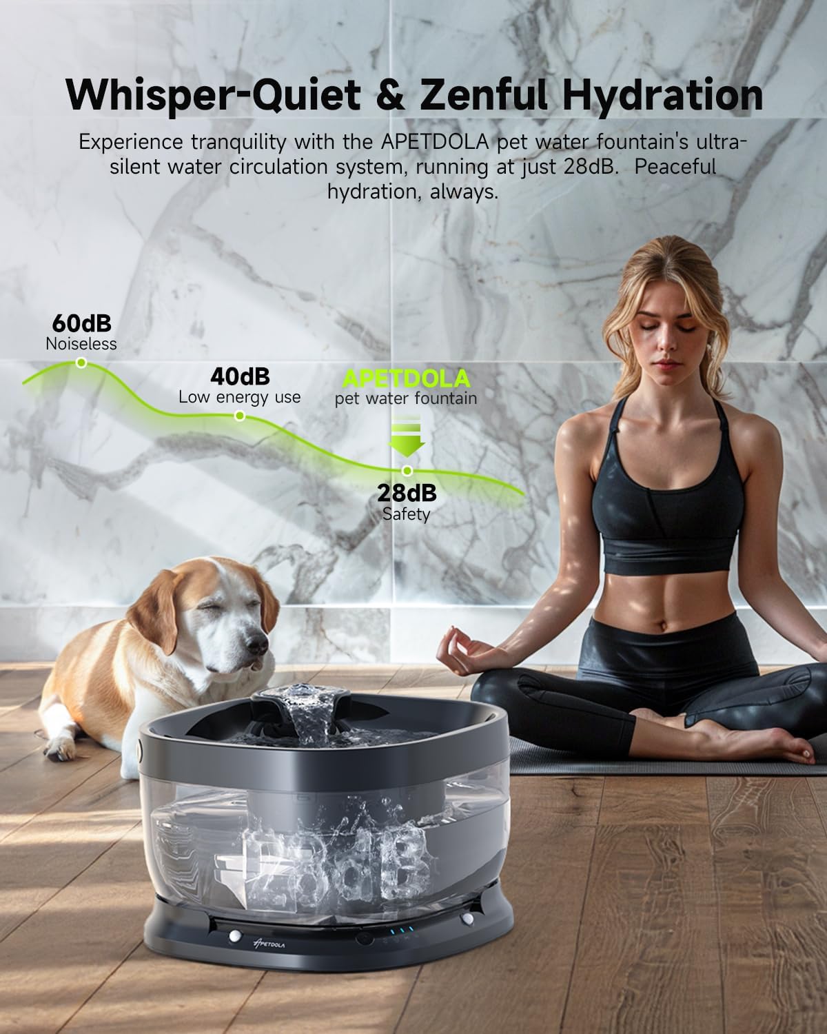 Wireless Dog Water Fountain,Battery Operated Dog Water Dispenser with Motion Sensor, 237 oz/ 7L Cordless Fountain Water Bowl 3 Work Modes for Large Dogs Cats Multi-Pets - FP30