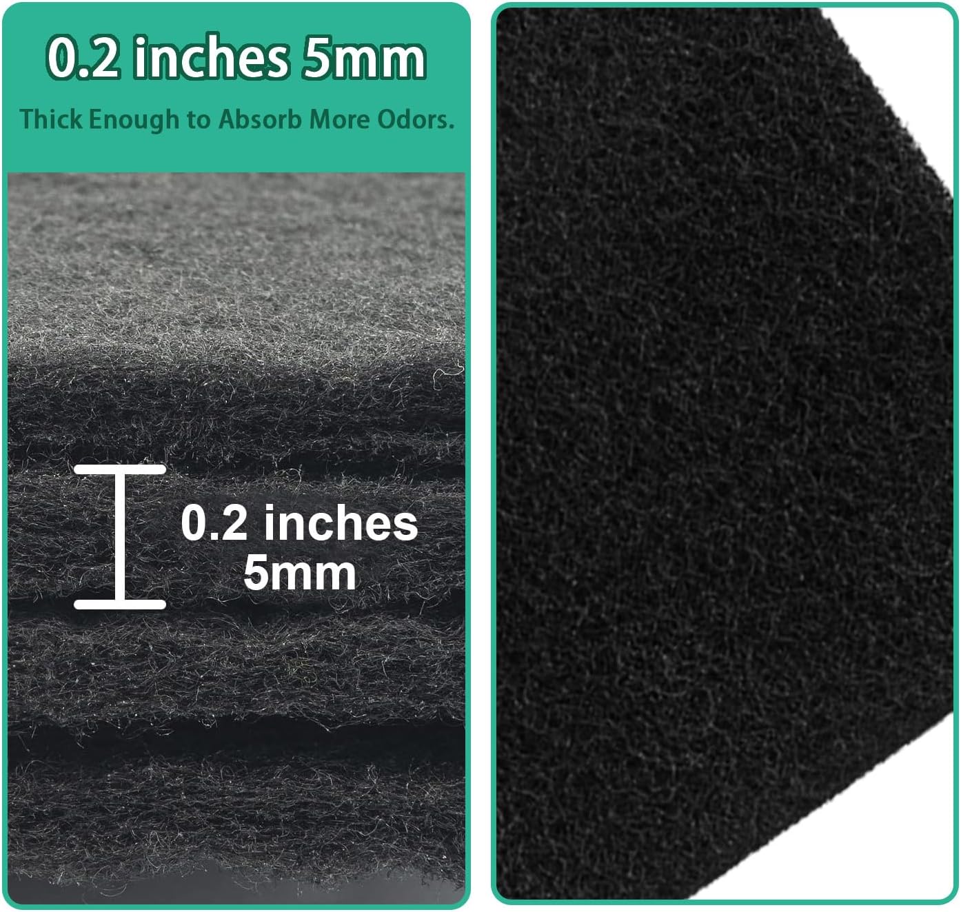 8 Pcs Charcoal Filters Compatible with Van Ness Cat Litter Box, 4.5 x 6.5Inch Replacement Activated Carbon Premium Odor Filters for Pureness F6 Zeloite Air Filter, Black