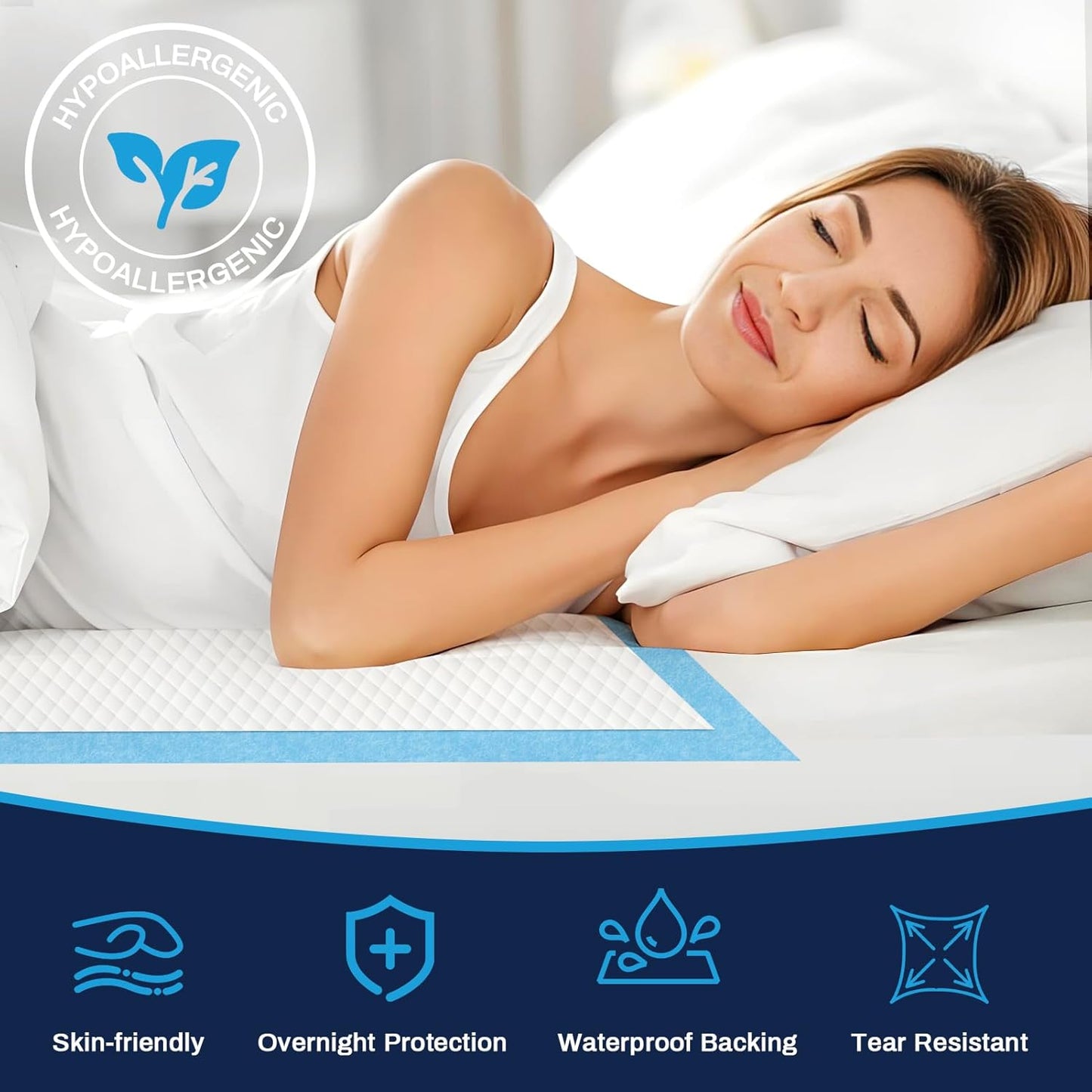 AAY Heavy Duty Disposable Bed Pads 36"X44" (40pcs) Tear-Resistant Cloth Backing Underpads Extra Large Super Absorbent Pee Pads Incontinence Waterproof Chucks Pads for Adults Elderly, Kids or Puppy