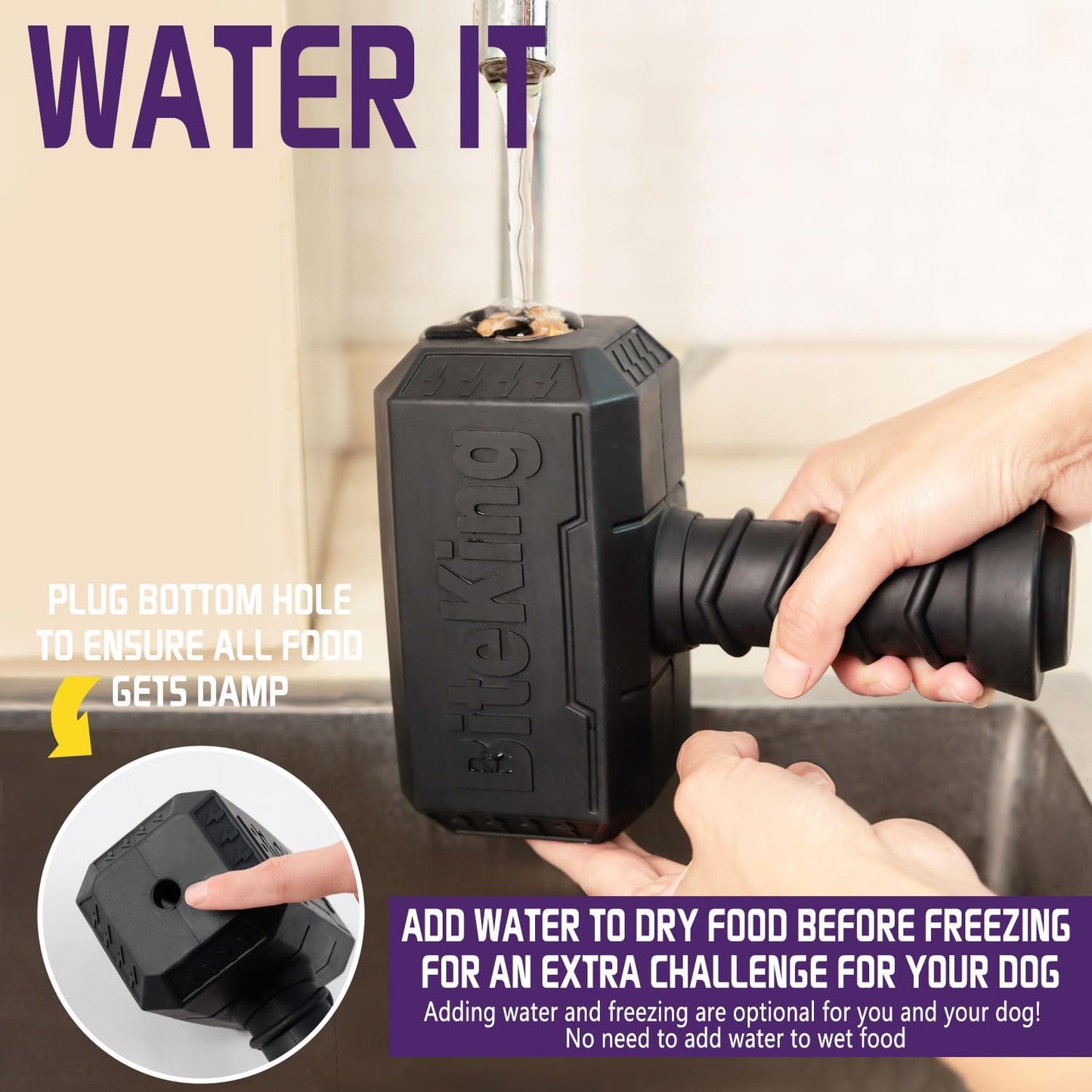 Natural Rubber Dog Toys for Large Aggressive Chewers - Lifetime Replacement - Indestructible Fetch Treat Toy for Large Dogs - Durable Hammer Dog Chew Toy for Super Chewer, Black