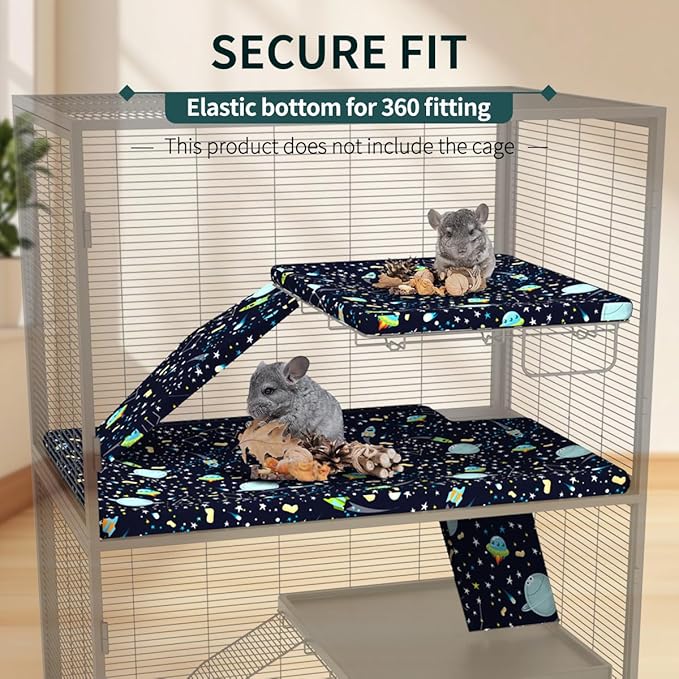 YKD Ferret Cage Liners for Ferret Nation & Critter Nation Cages, Waterproof Chinchilla Cage Accessories, Washable Bedding, for Ferrets, Chinchillas, Rats, Fancy Rat & Small Furry Pet (Top Pan Set)