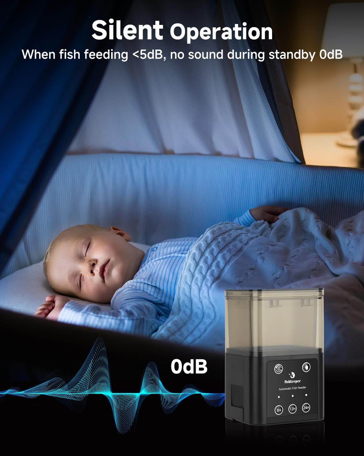 fishkeeper Automatic Fish Feeder for Aquarium - 320ML Large Capacity Adjustable Fish Feeder Automatic Dispenser with Timer for Vacation, Weekend or Daily Use, Three Fixed Methods