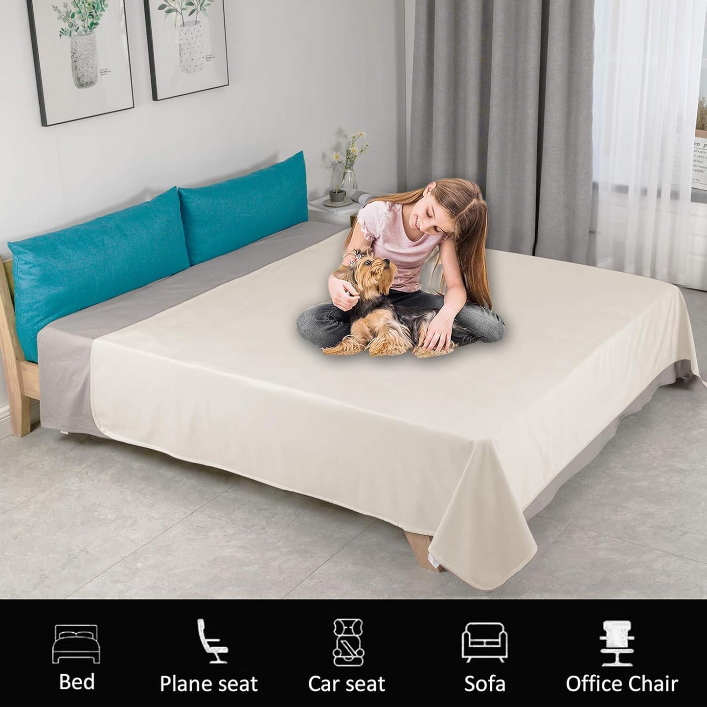 Ameritex Pet Bed Blanket Reversible 100% Waterproof Velvet Super Soft for Sofa and Bed (68x82 Inches, Cream+Beige)