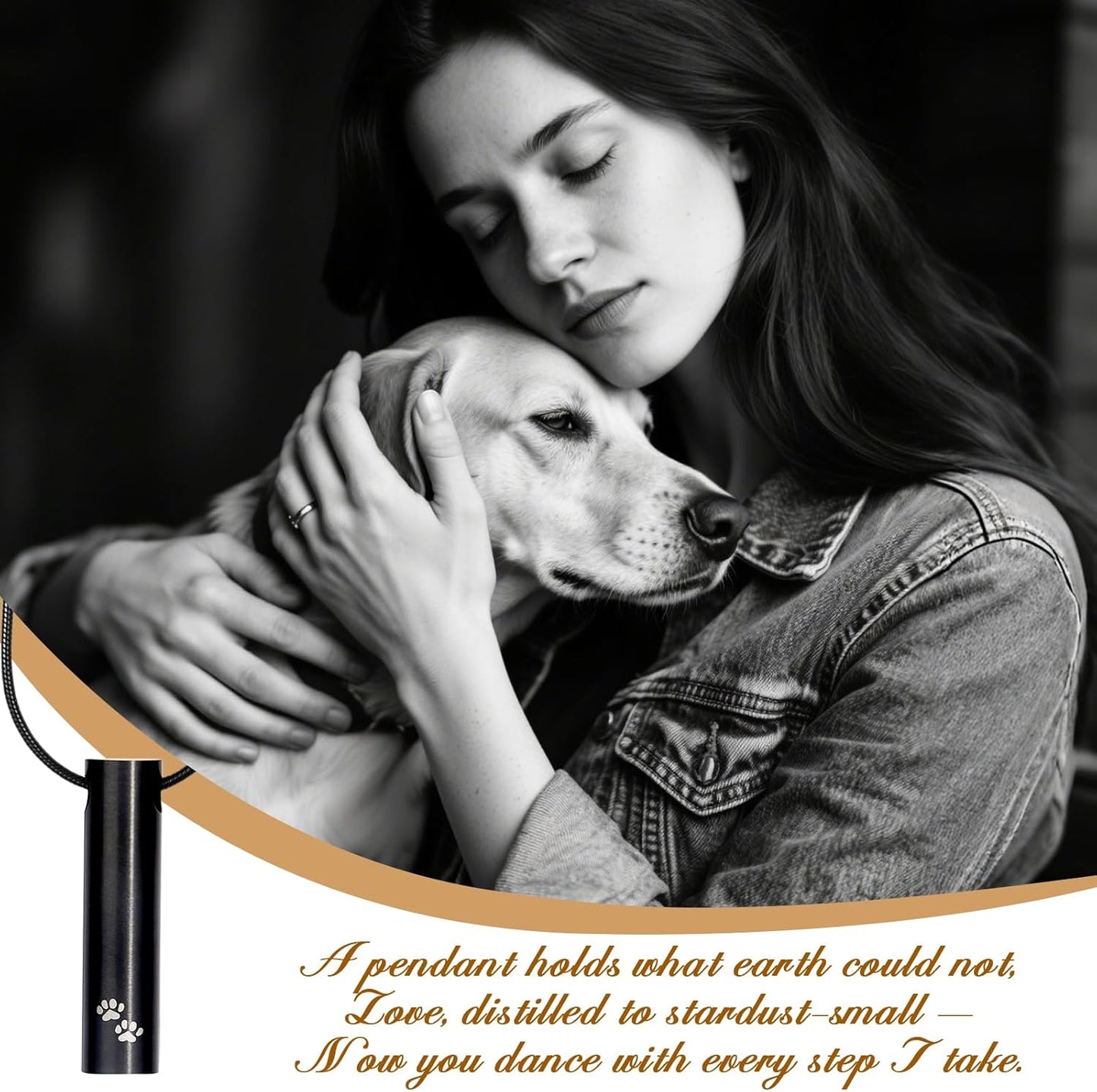 HappyTails Pet Cremation Jewelry, Urn Necklace for Ashes of Dogs&Cats, Memorial Locket Pendant with Filling Kit, Funeral Keepsake Cremation Jewelry for Women&Men, Black with Paw Print