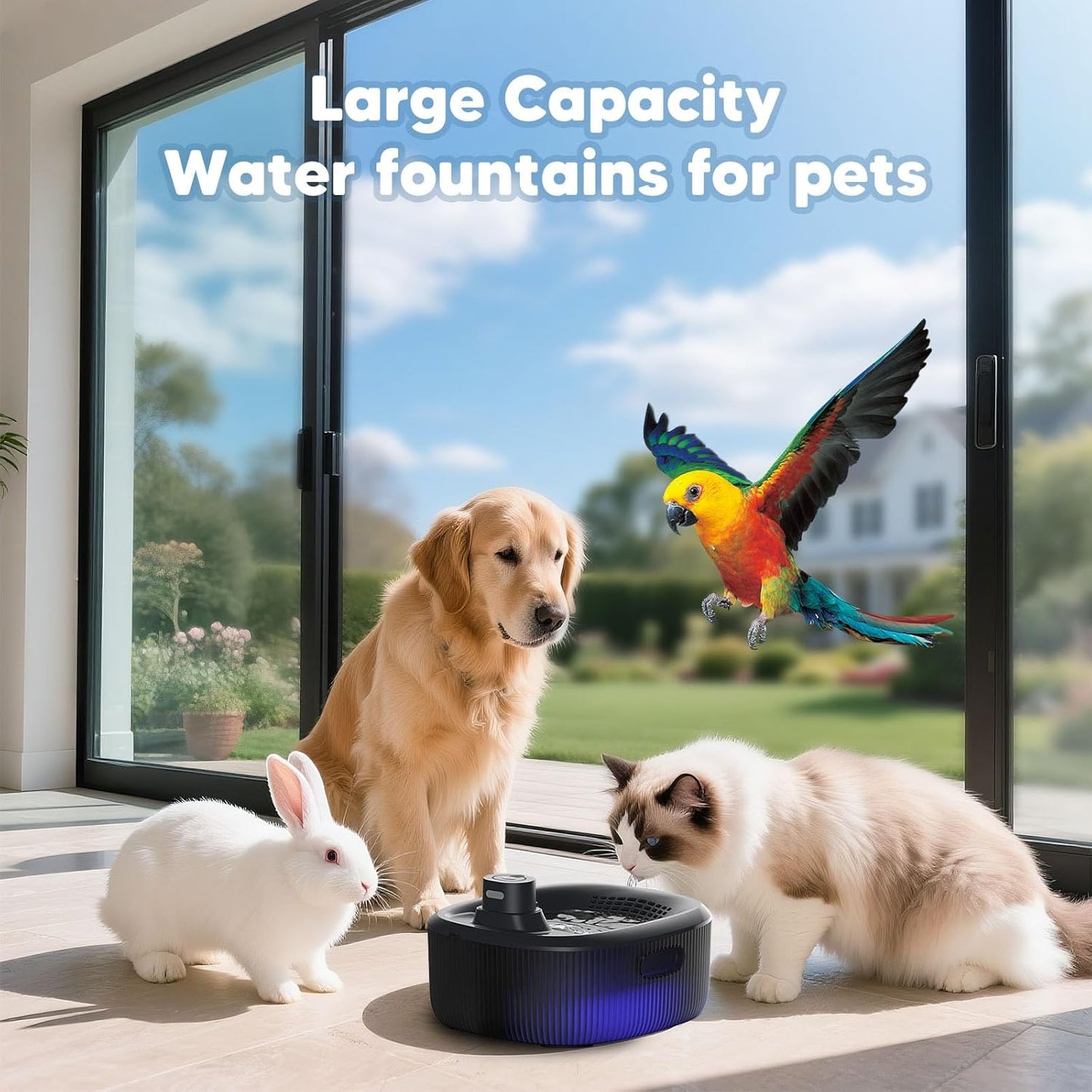 WOPET Wireless Dog Water Fountain for Large Dogs, 6L/205oz Dog Water Bowl Dispenser with 5000mAh Battery Operated, W600 Pro Cordless Pet Fountain for Dogs&Cats with Motion Sensor, Ultra Quiet Pump