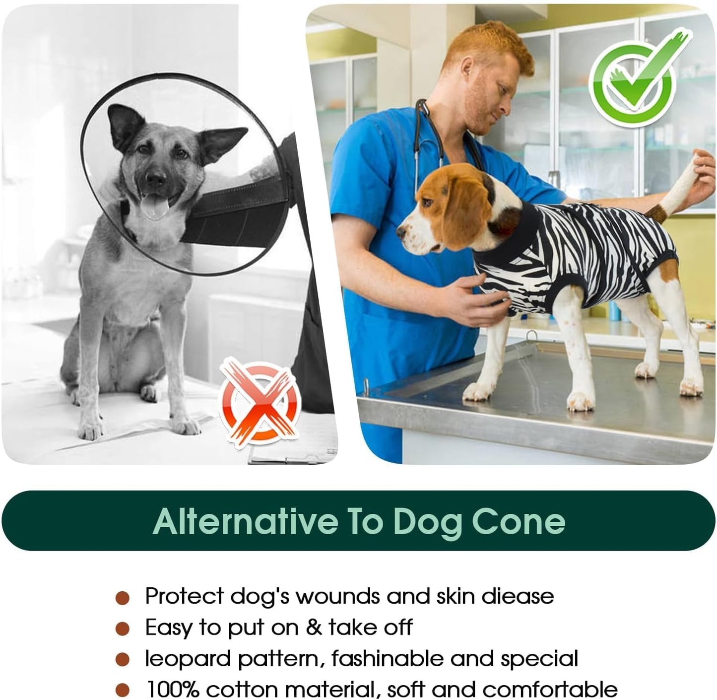 Kuoser Dog Surgery Recovery Suit, Recovery Suit for Female Male Dogs, Dog Onesie After Surgery Spay Neuter, Anti-Licking Pet Surgical Recovery Snugly Suit, Bodysuit for Abdominal Wounds Skin Disease