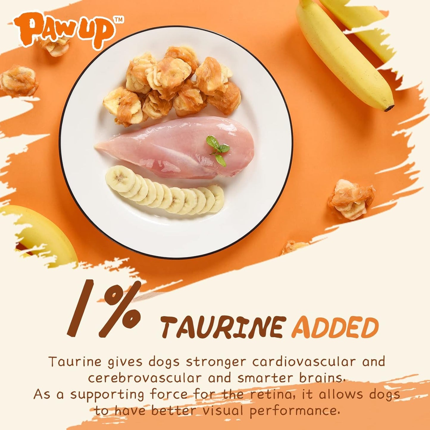 PAWUP Dog Treats Chicken Wrapped Banana Slice, Rawhide and Gluten Free, w/Taurine Low Fat Healthy Chewy Training Treats, for Small Medium Large Dogs, 12.5 oz