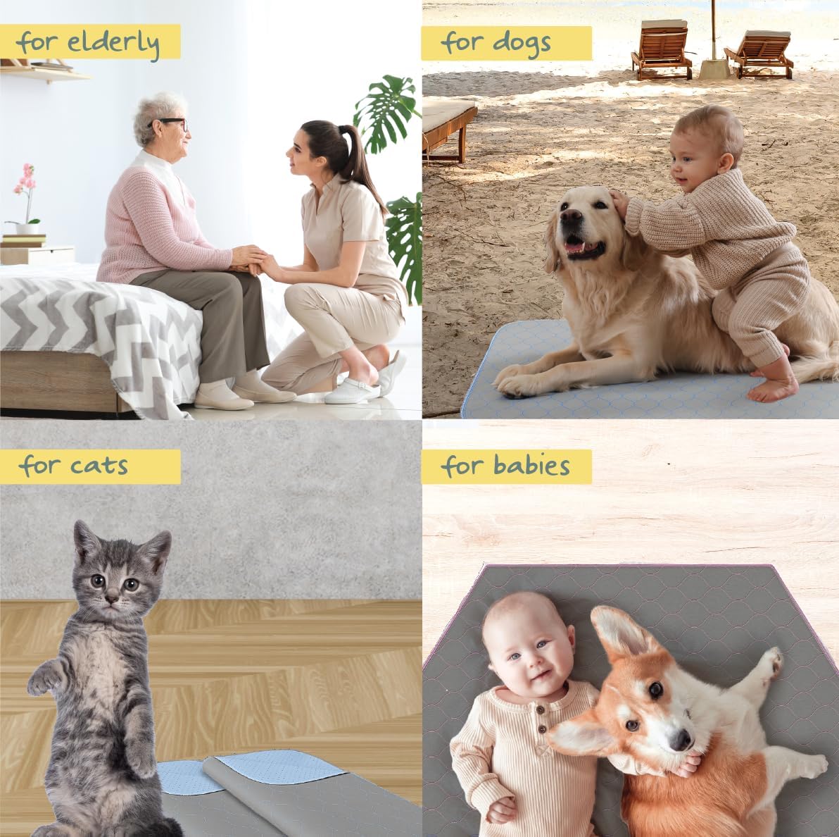 Katziela Washable Pet Pads (2 Pack 36in x 48in)Super Absorbent Waterproof Reusable Dog Pee Pads for Dogs Washable Puppy Pads for Potty Training Housebreaking Washable Pee Pads for Dogs White Stitching