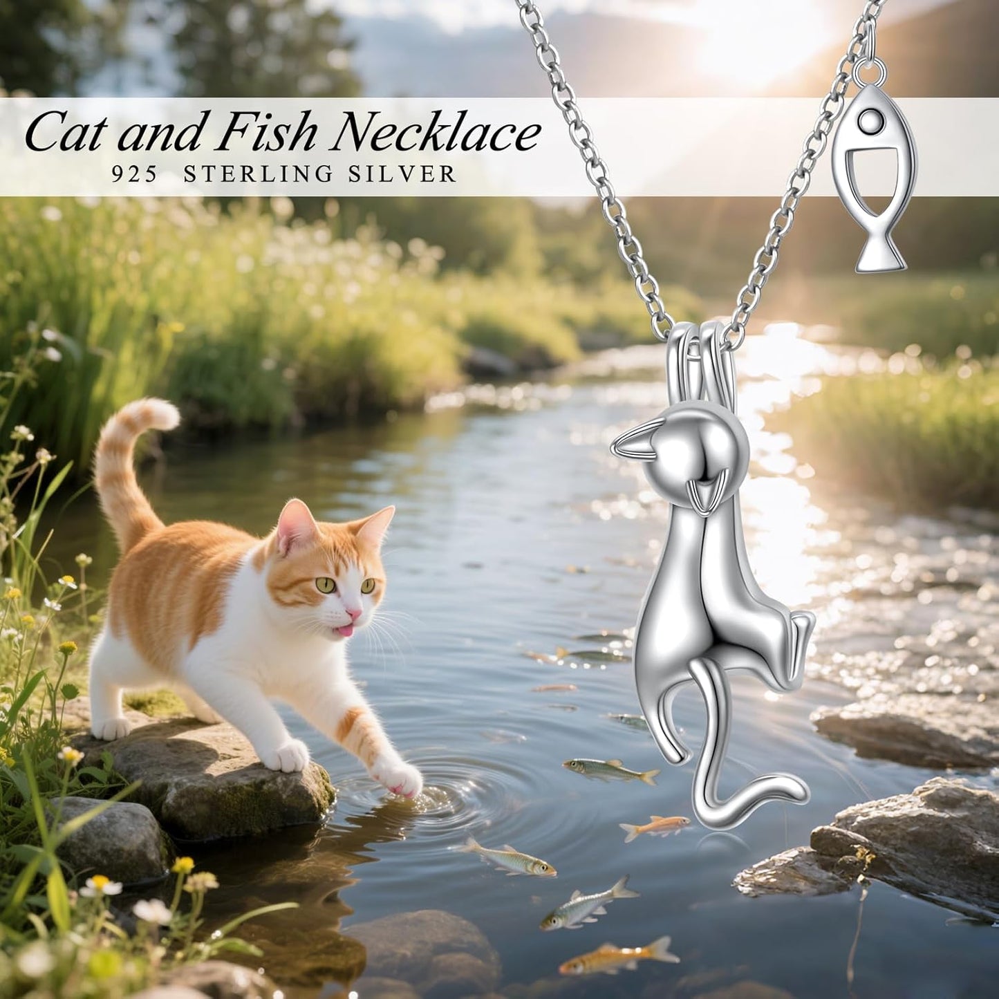 DAOCHONG Pet Cremation Jewelry Cat Urn Necklace for Ashes 925 Sterling Silver Memorial Ashes Necklaces Animal Urn Pendants Keepsake Gift for Women Men