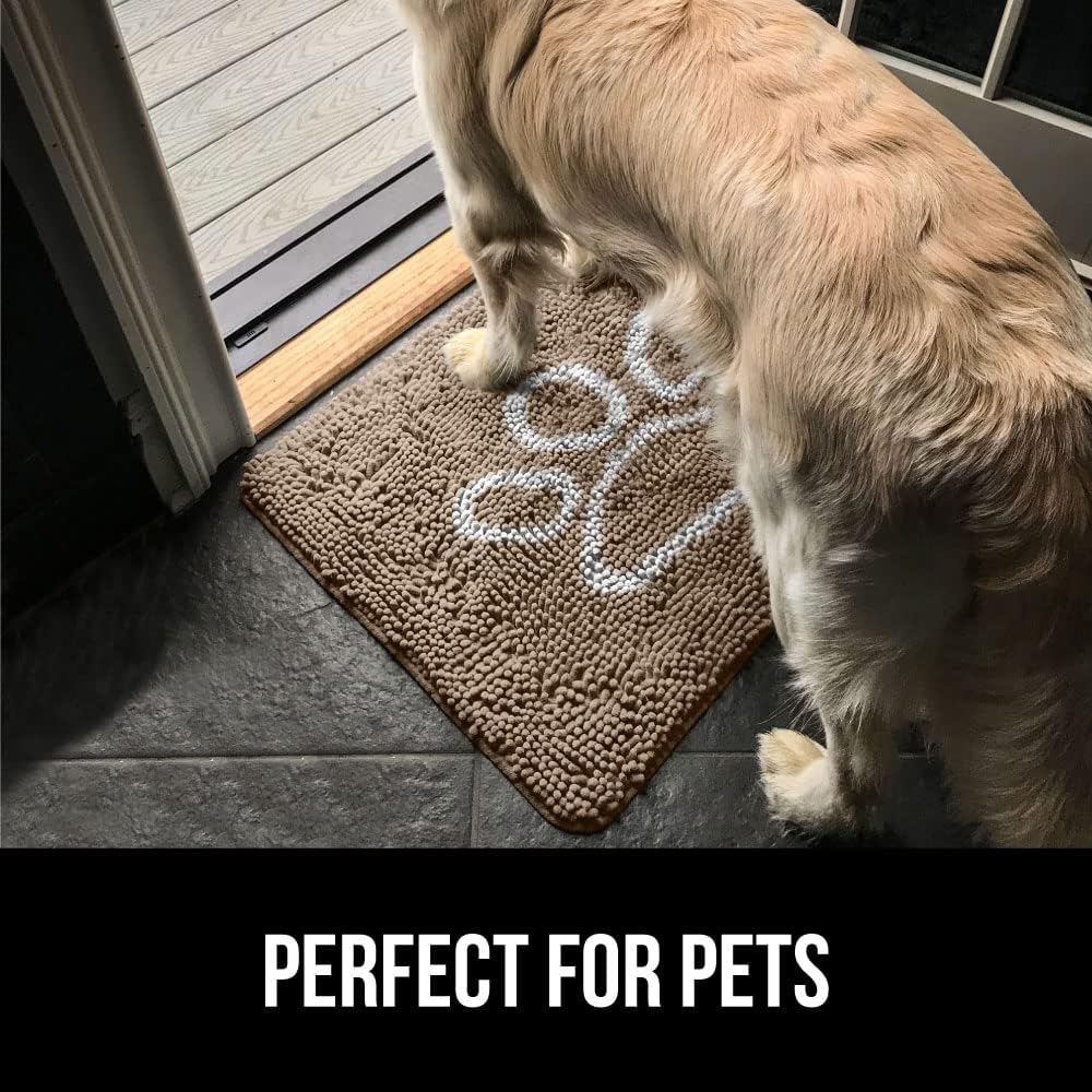 GORILLA GRIP Dog Doormat, Absorbent Doormats for Muddy Dogs Paws, 35x24 Machine Washable Soakstopper Rugs, Cleaner Floors, US Designed Pet Bed Door Mat, Indoor Entrance Pets Rug, Paw Beige Ivory