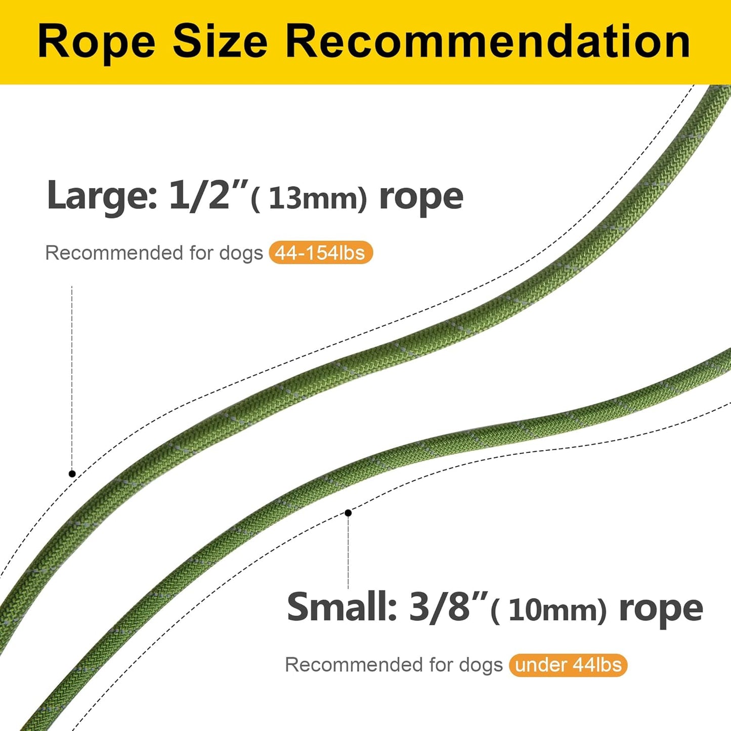 Fida Durable Slip Lead Dog Leash, 6 FT x 3/8" Heavy Duty Dog Loop Leash, Comfortable Strong Rope Slip Leash for Small Dogs and Puppies, No Pull Pet Training Leash with Highly Reflective(3/8", Green)