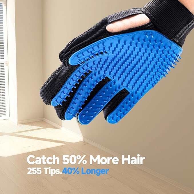 2-in-1 Pet Grooming Glove & Fabric Hair Remover - Reusabie, Silicone Massage Bristles,Static Adhesion for Quiuck Shedding Control,Safe for Dogs & Cats(Big)
