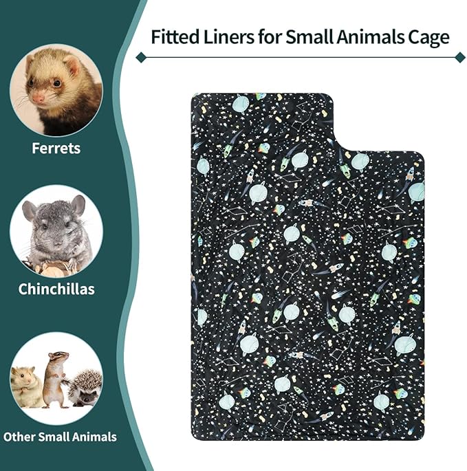 YKD Ferret Cage Liners for Ferret Nation & Critter Nation Cages, Waterproof Chinchilla Cage Accessories, Washable Bedding, for Ferrets, Chinchillas, Rats, Fancy Rat & Small Furry Pet (Top Pan Liner)