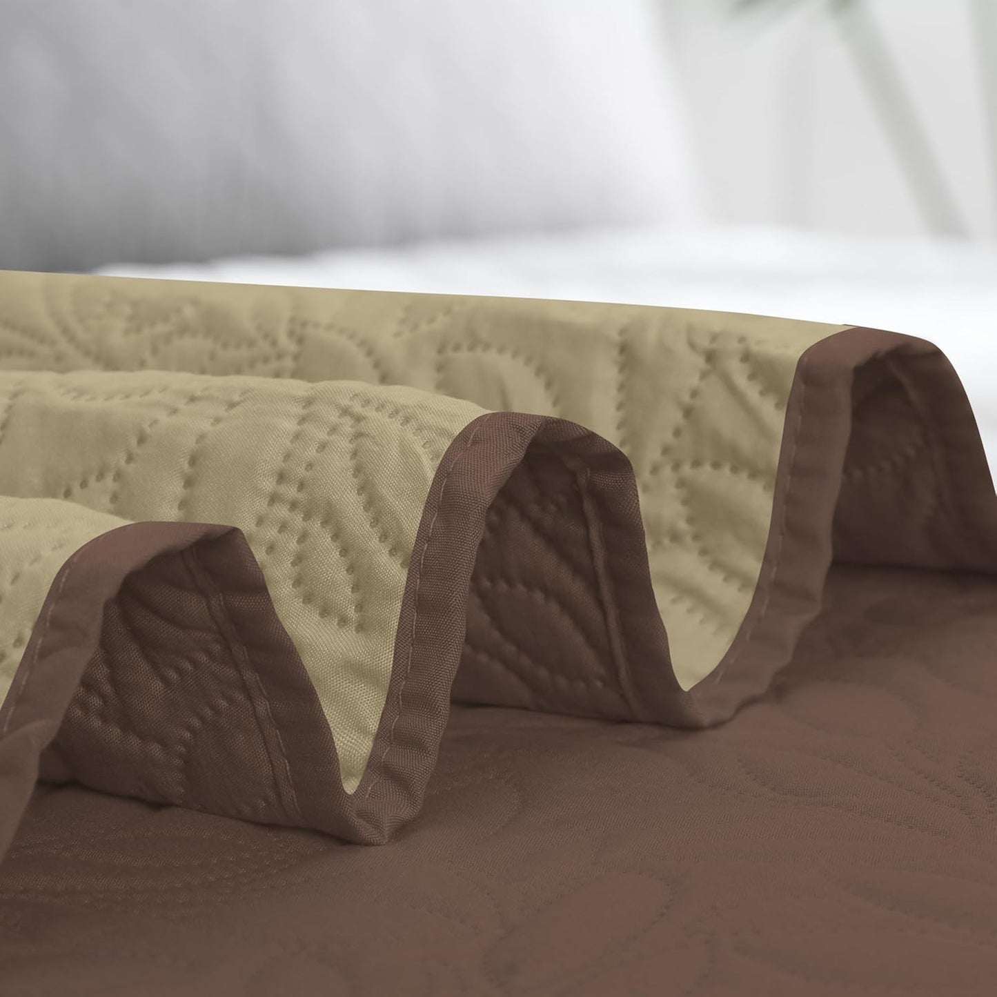 Easy-Going Waterproof Dog Bed Cover Reversible Leak Proof Pet Blanket Replacement Mat for Furniture Washable Couch Cover Sofa Cover for Dogs Cat(68x86 Inch, Brown/Beige)