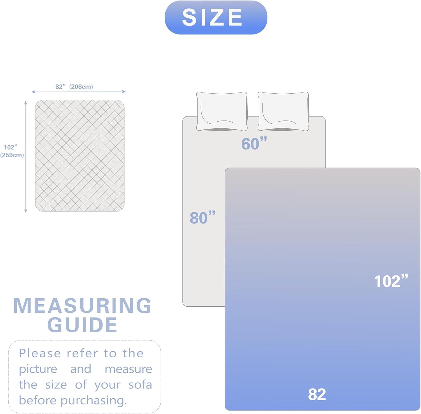 Dogs/Cats Bed Mats, Dog Pad Washable Removable Couch Cover with Anti-Slip Back, Plush Long Fur Mat, Perfect for Small, Medium and Large Dogs.(Navy Blue, 82"x102")