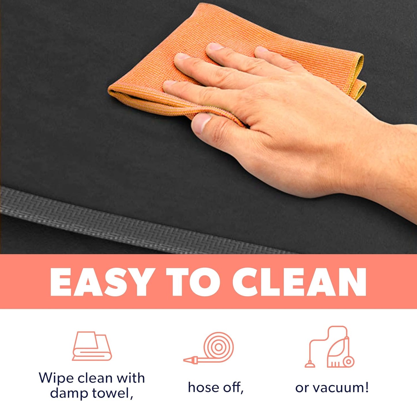 Active Pets Dog Car Seat Cover for Back Seat, Waterproof Pet Hammock Protector, Durable Nonslip Seat Protection SUV Truck, Standard 53"x56", Black