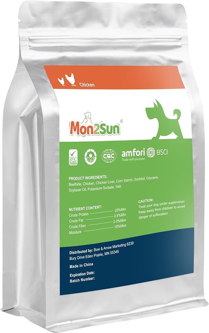 MON2SUN Dog Treats, 5 Inch Chicken Wrapped Rawhide Sticks, Rawhide Twist for Small Dogs, Promotes Dental Health Chew, 10.58oz (13 Count-Pack of 1)