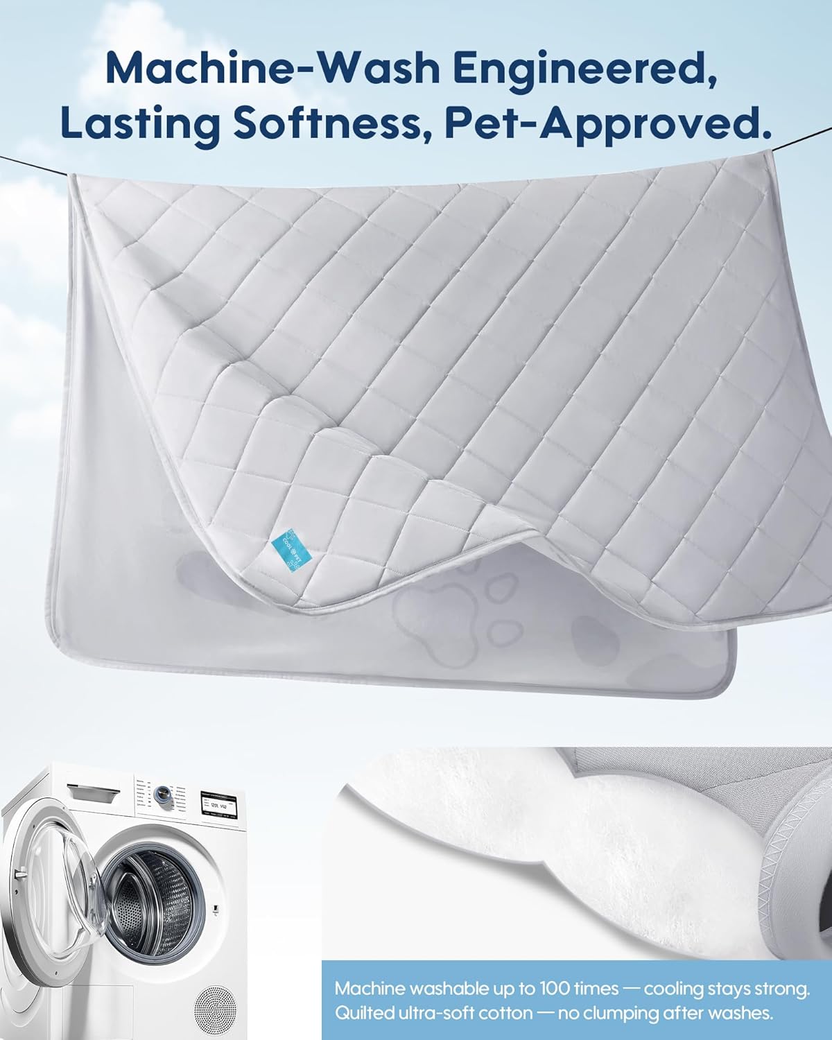 KASBAH Cooling Blanket for Dogs Waterproof Dog Blanket for Couch Bed Car Seat Washable Pet Blankets Reversible Design (Cool,Warm) Q-MAX>0.5 Dog Cooling Mat in 3 Sizes for Small, Medium & Large Dogs