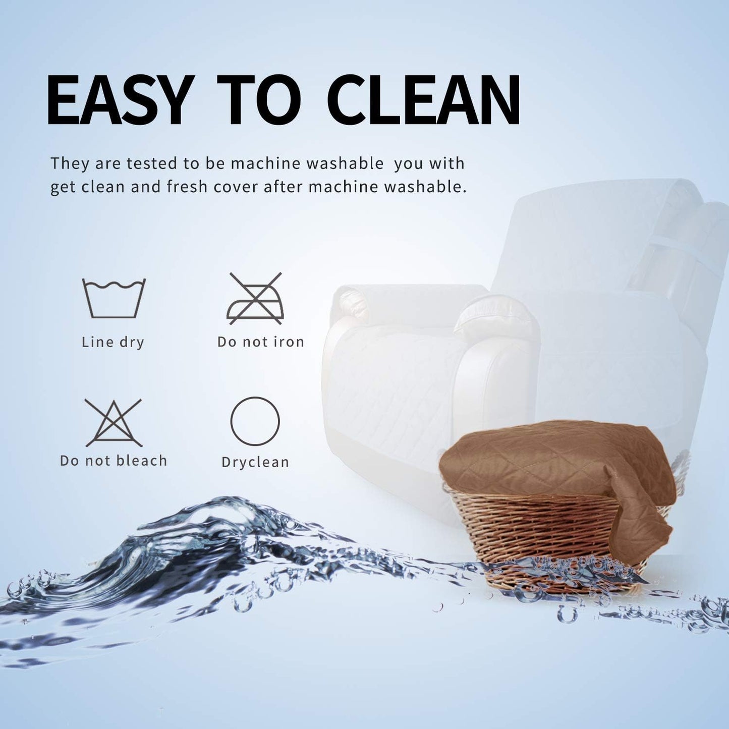 Easy-Going Oversized Recliner Cover Reversible Couch Cover Sofa Cover for Living Room Water Resistant Furniture Protector with Elastic Straps for Pets Dog (Oversized Recliner, Camel/Ivory)