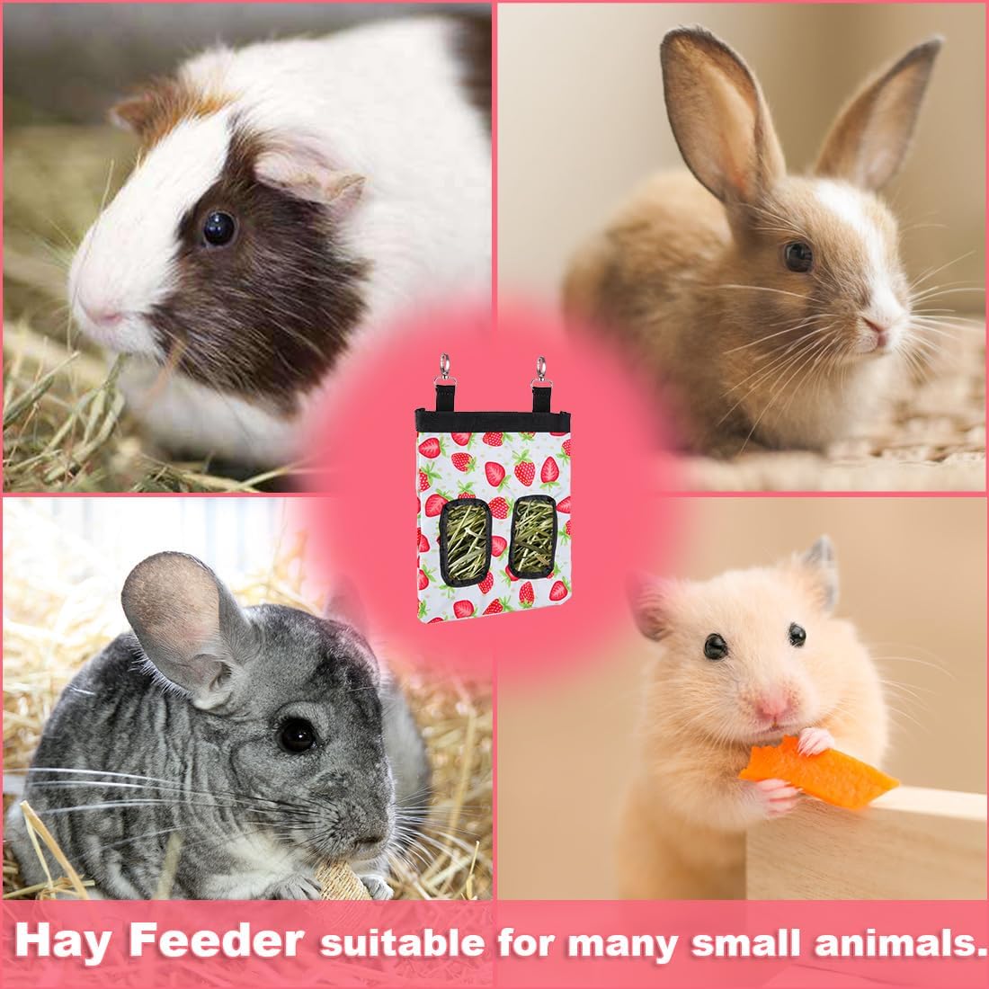 DZWLKJ Rabbit Hay Feeder, 600D Polyester, Hay Feede, Watermelon, Rabbit, Guinea Pig, Chinchilla, Hamsters, Small Pets, 1 Pack, Foldable, Lightweight